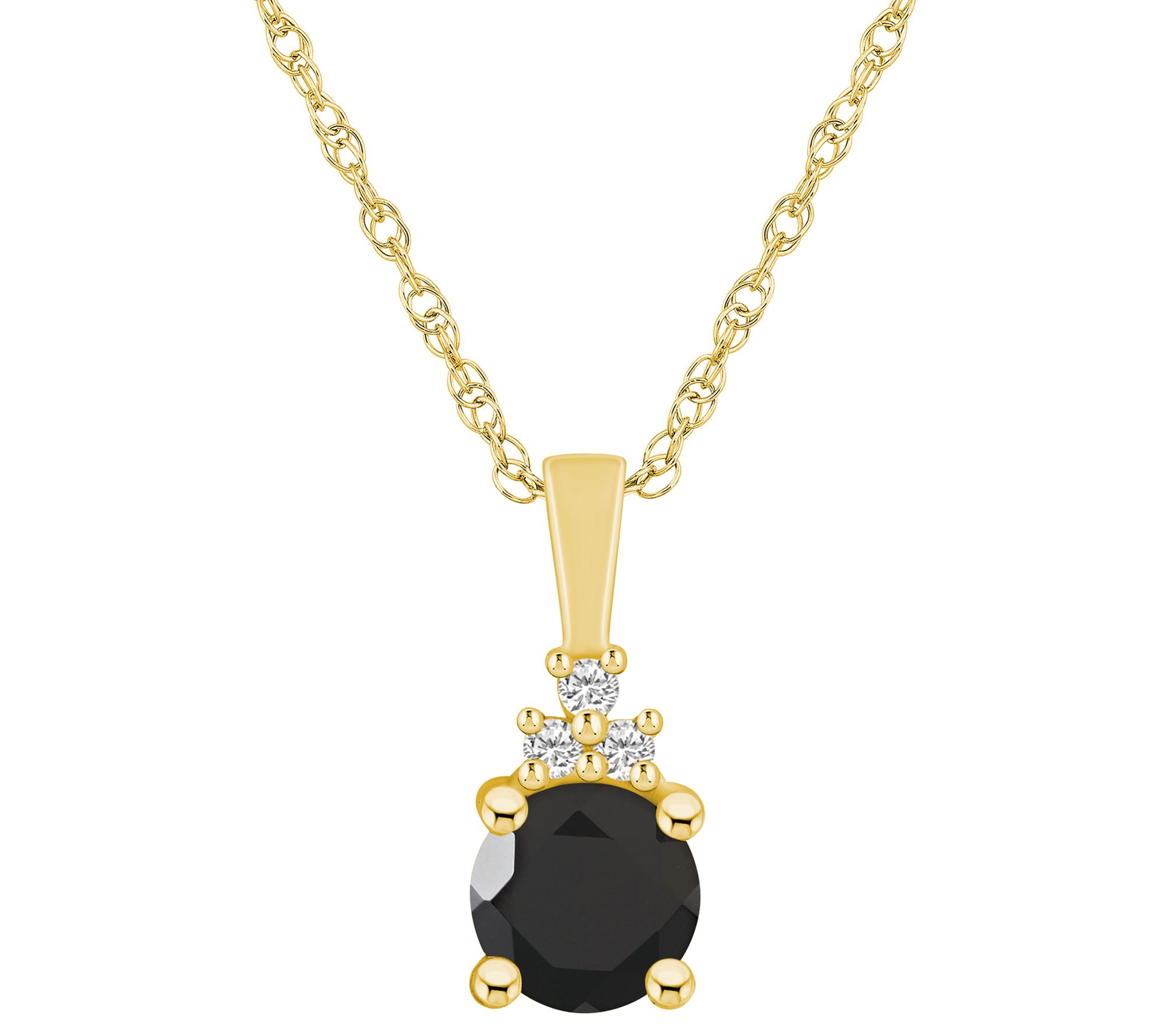 Affinity Gems Round Gemstone & Diamond Pendant w/ Chain, 14K