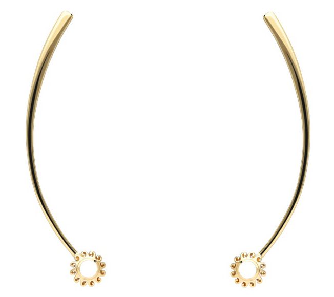 Goddaughters 14K Gold Clad Sun Dangle Moonstone Earrings