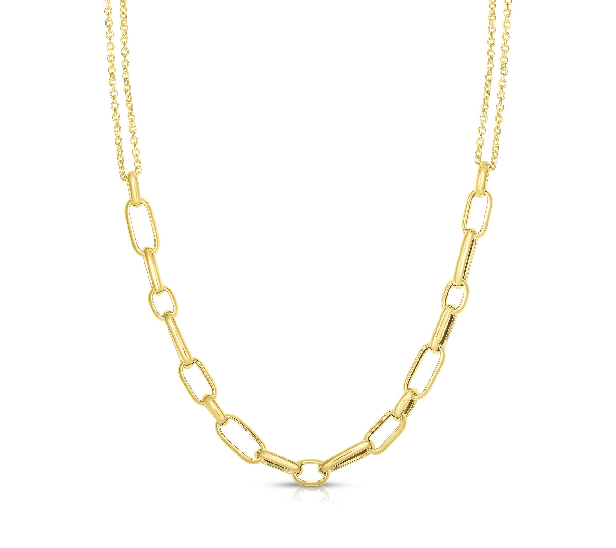 Italian Silver Oval & Rolo Link Chain Necklace,Sterling