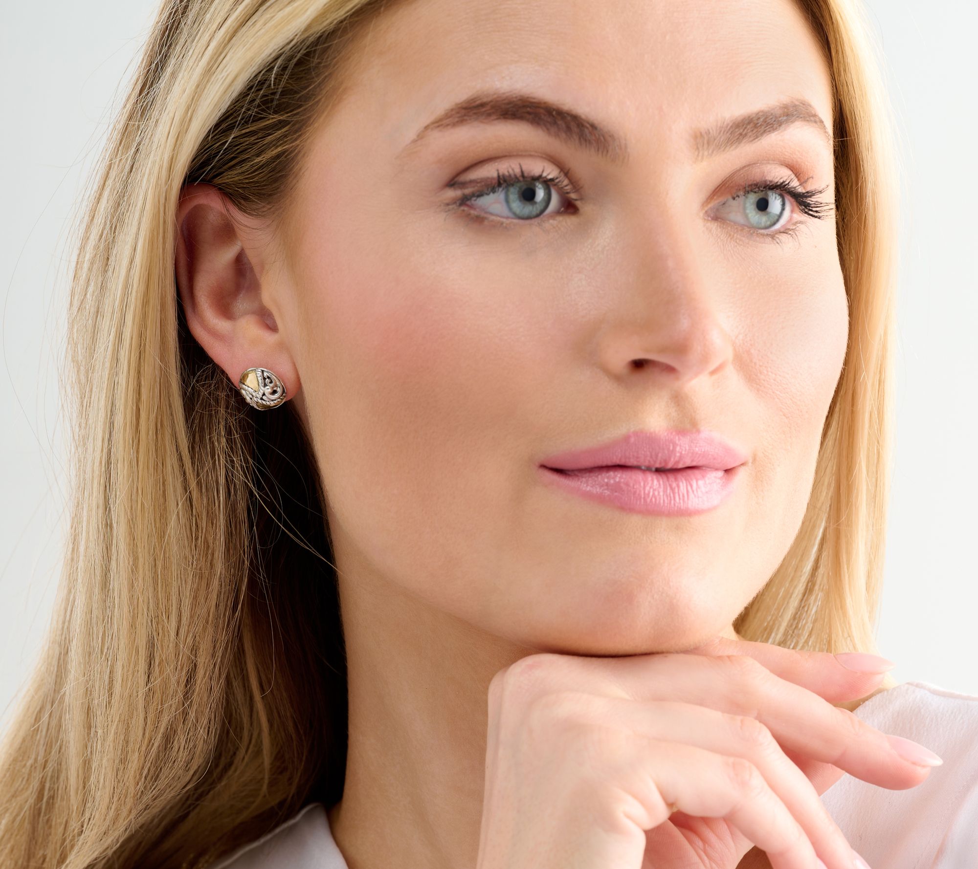 Artisan Crafted by Robert Manse Sterling & 18K Scrollwork Stud Earrings