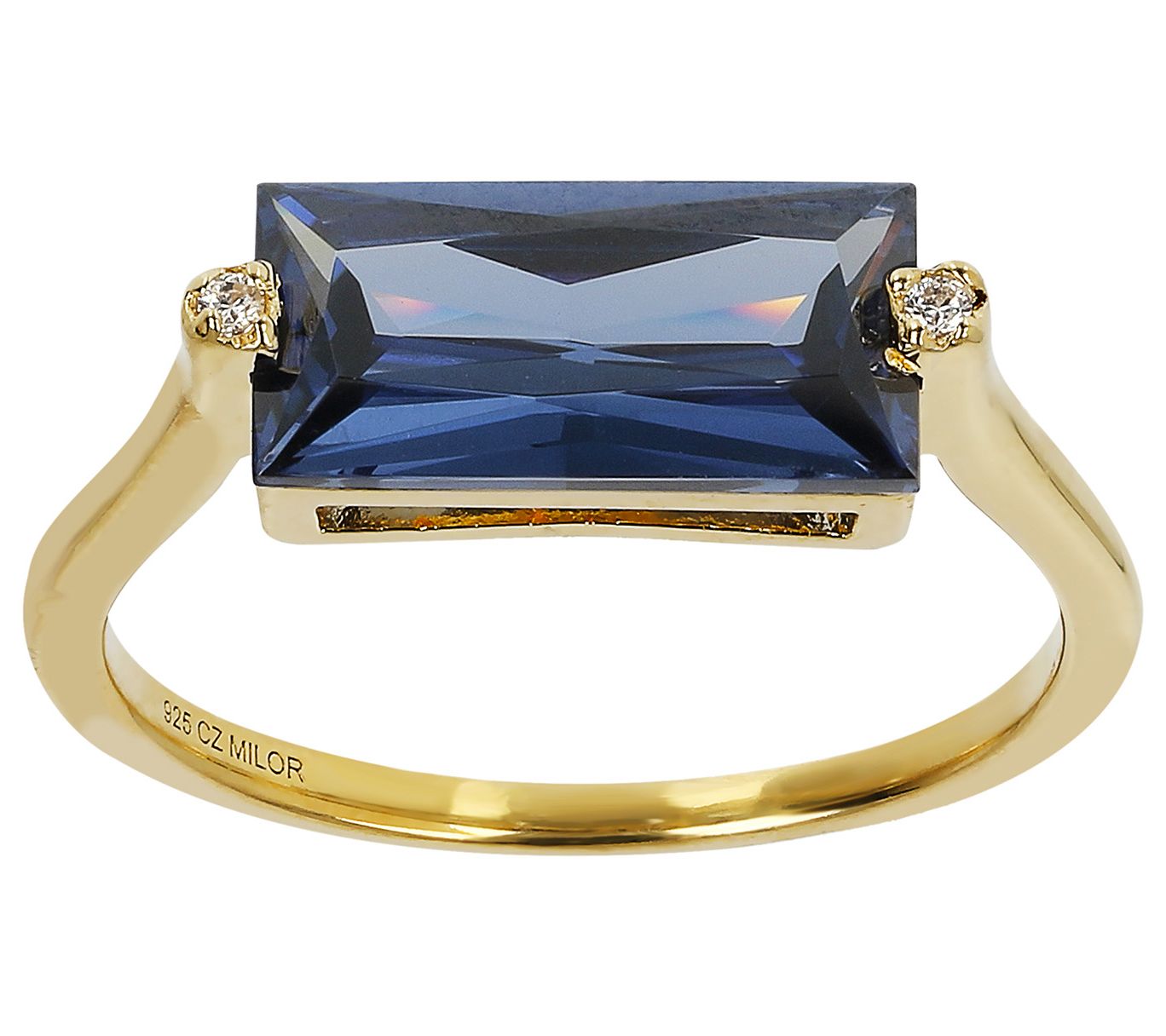 Diamonique 3.80 cttw Baguette Solitaire Ring, 14K Gold Plated