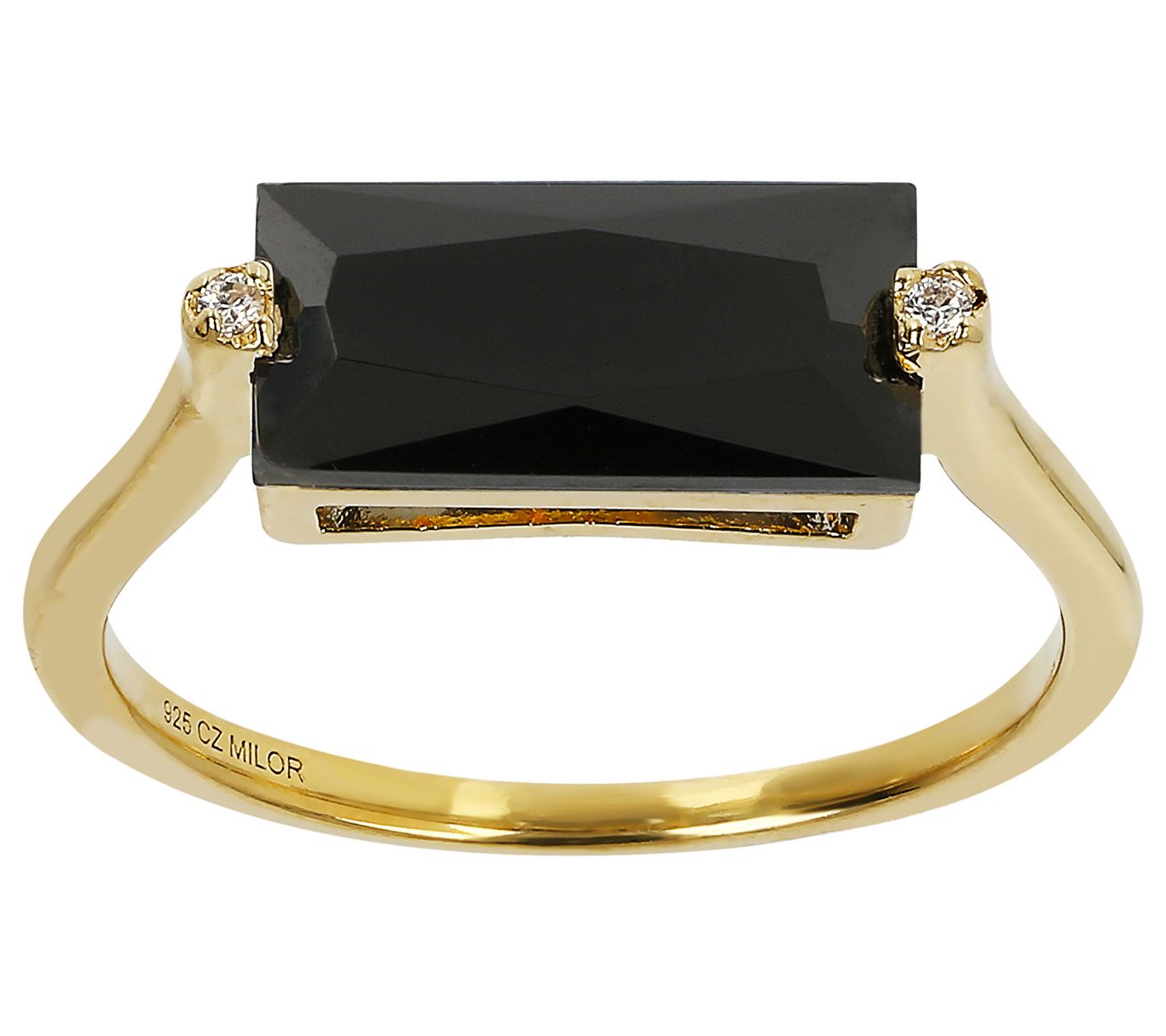 Diamonique 3.80 cttw Baguette Solitaire Ring, 14K Gold Plated