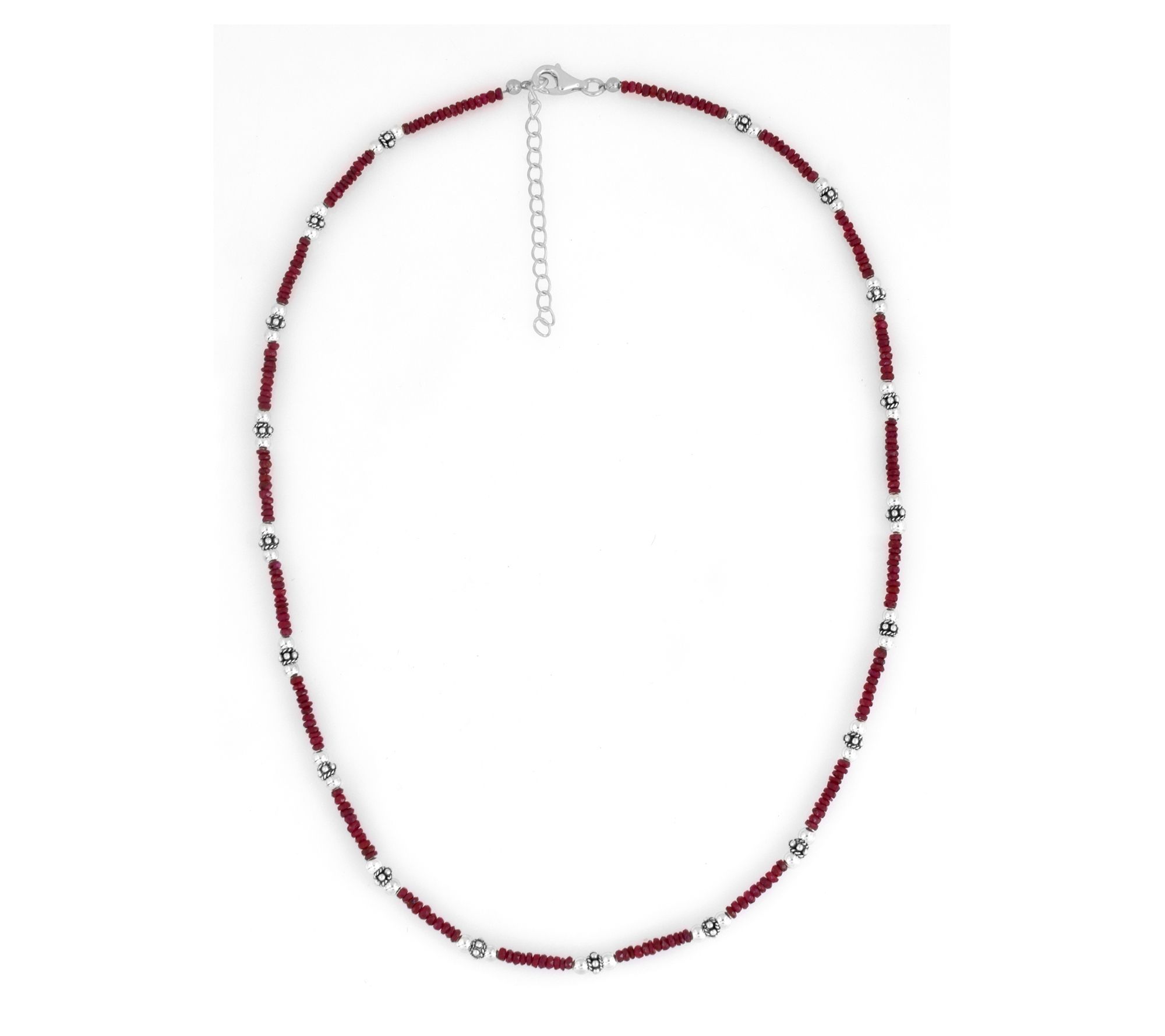 Sterling Silver Ruby Bead Necklace