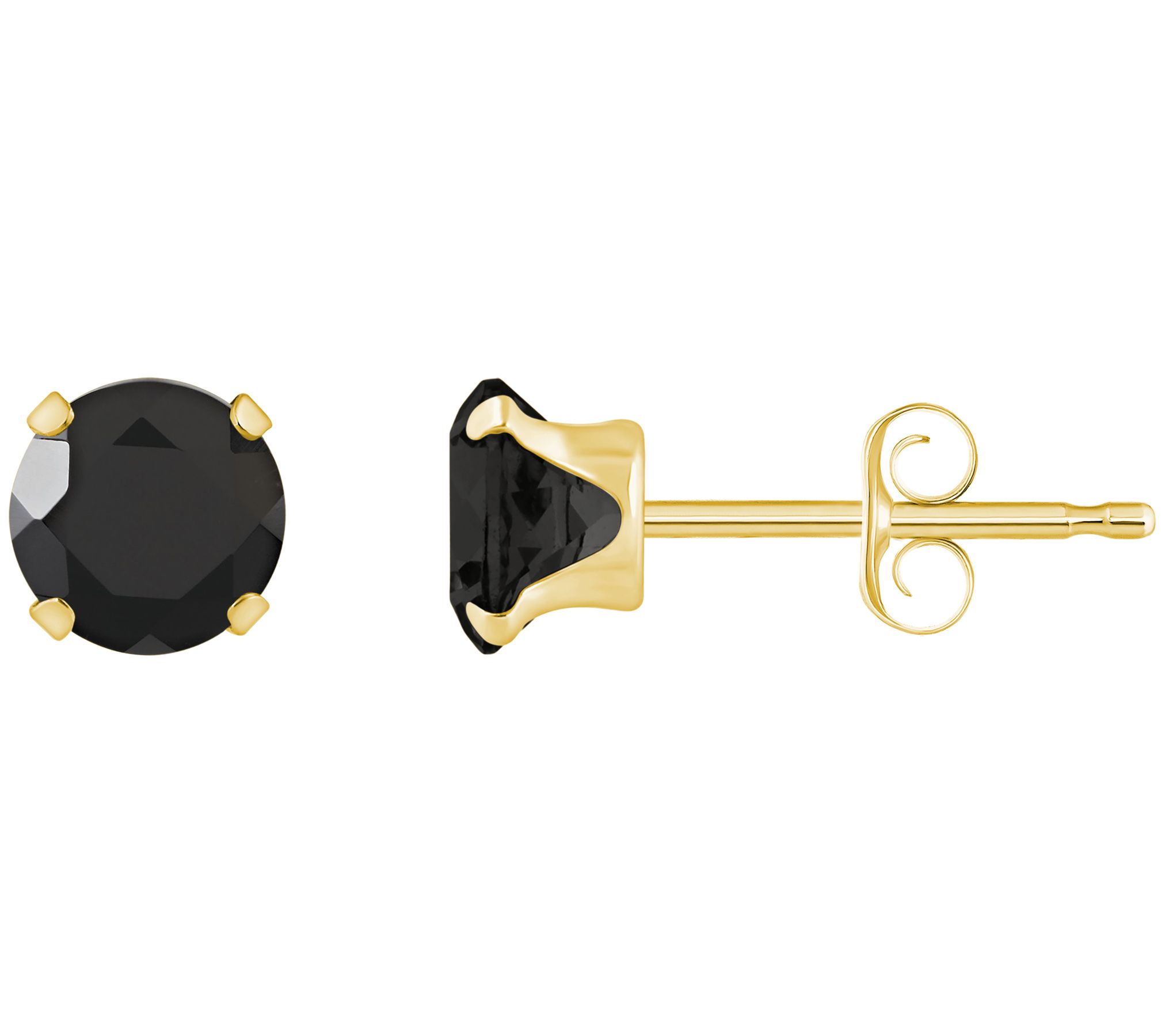 Affinity Gems Round Onyx Stud Earrings, 14K Gold