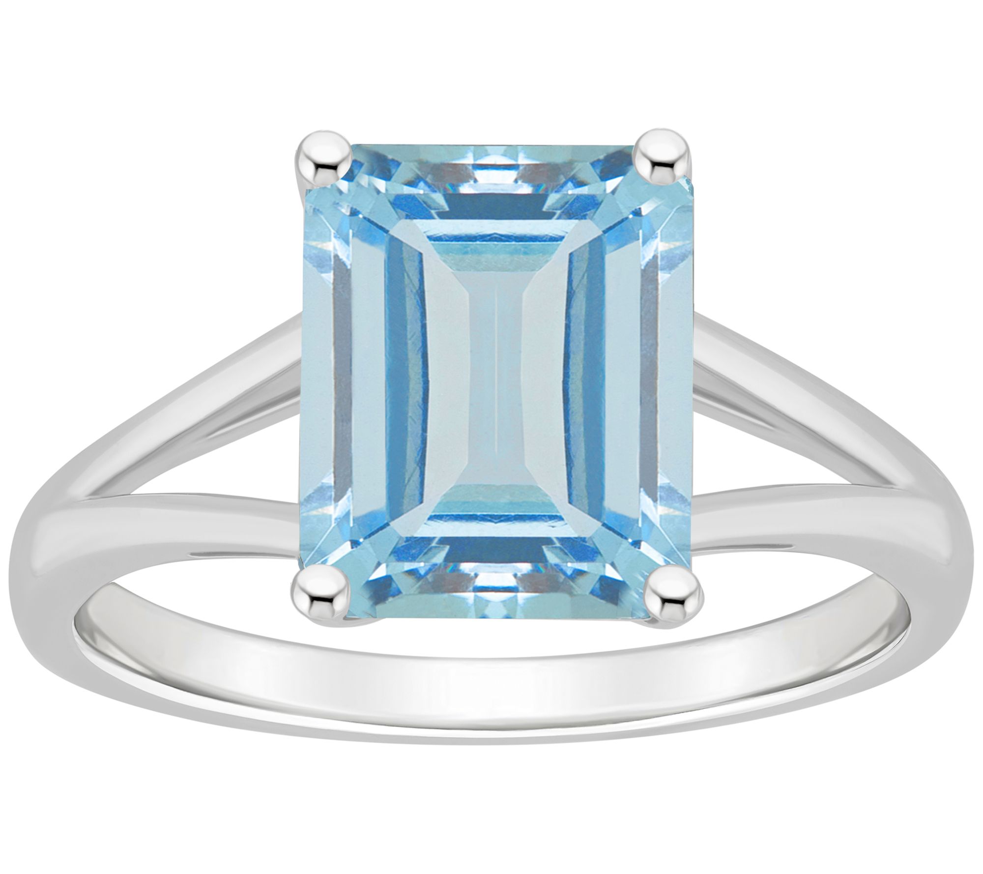Affinity Gems Solitaire Emerald Cut Gemstone Ring, Sterling