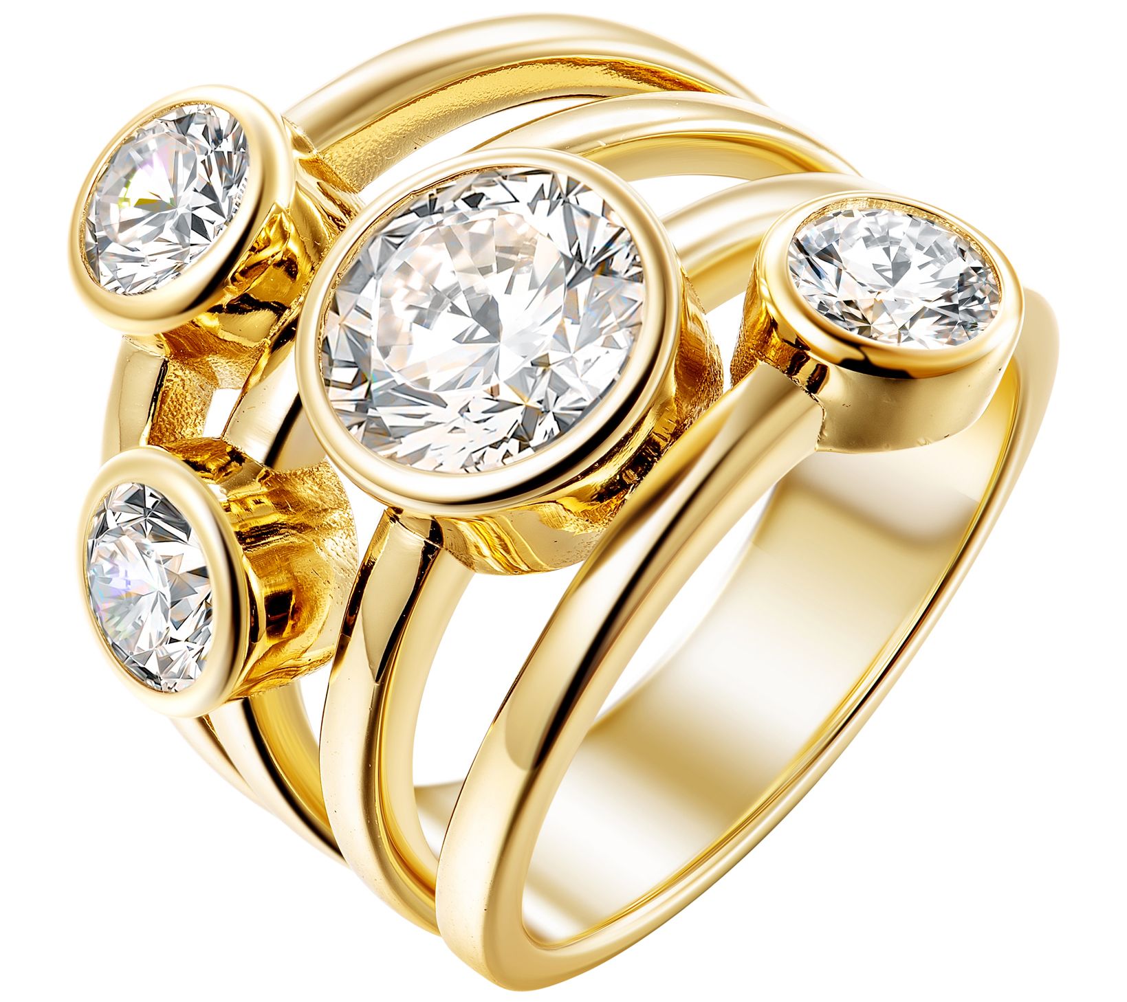 Diamonique X Jennifer Miller Multi-Row Ring, St erling Silver