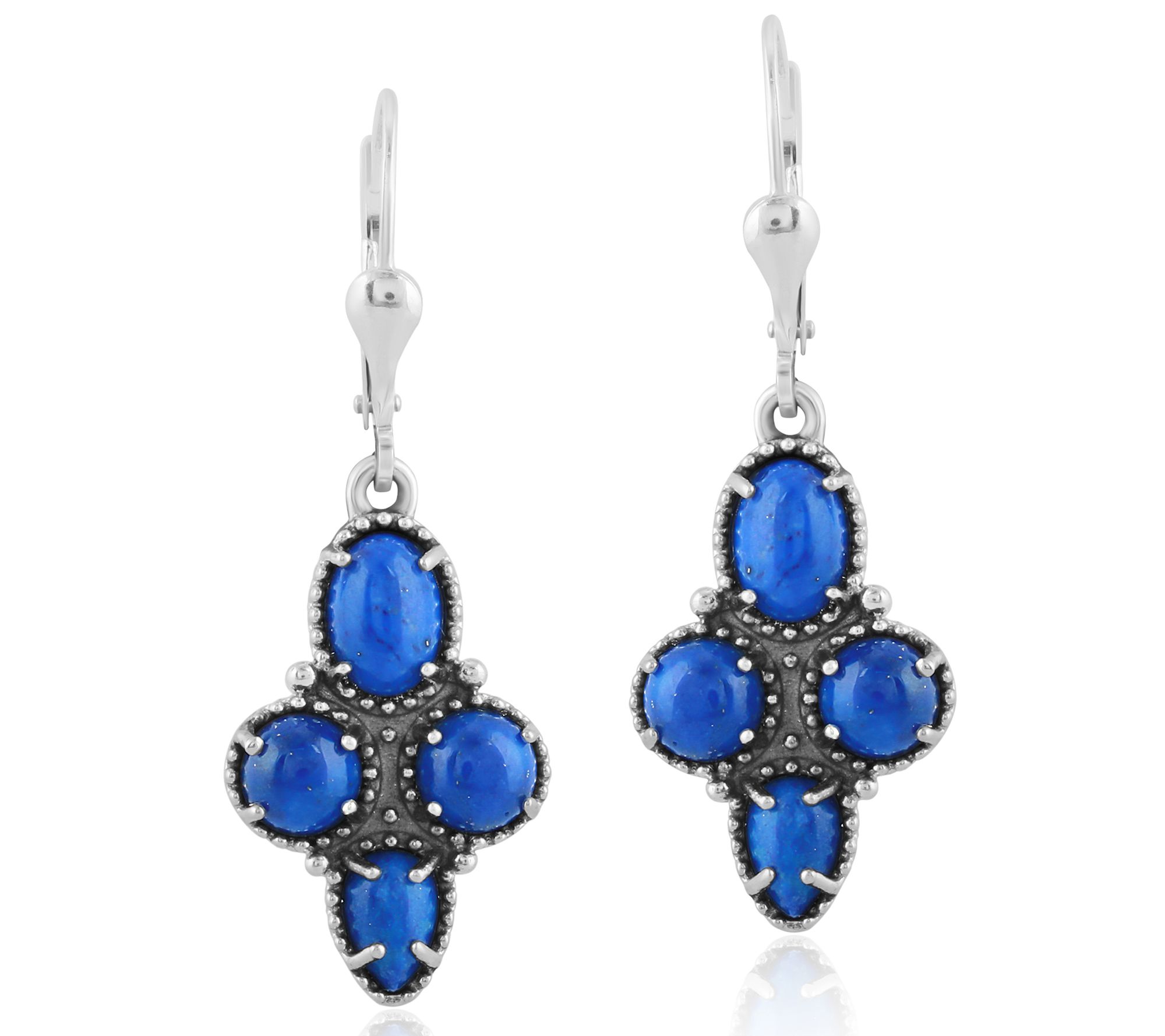 American West Sterling Four Gemstone Lever Back  Earrings