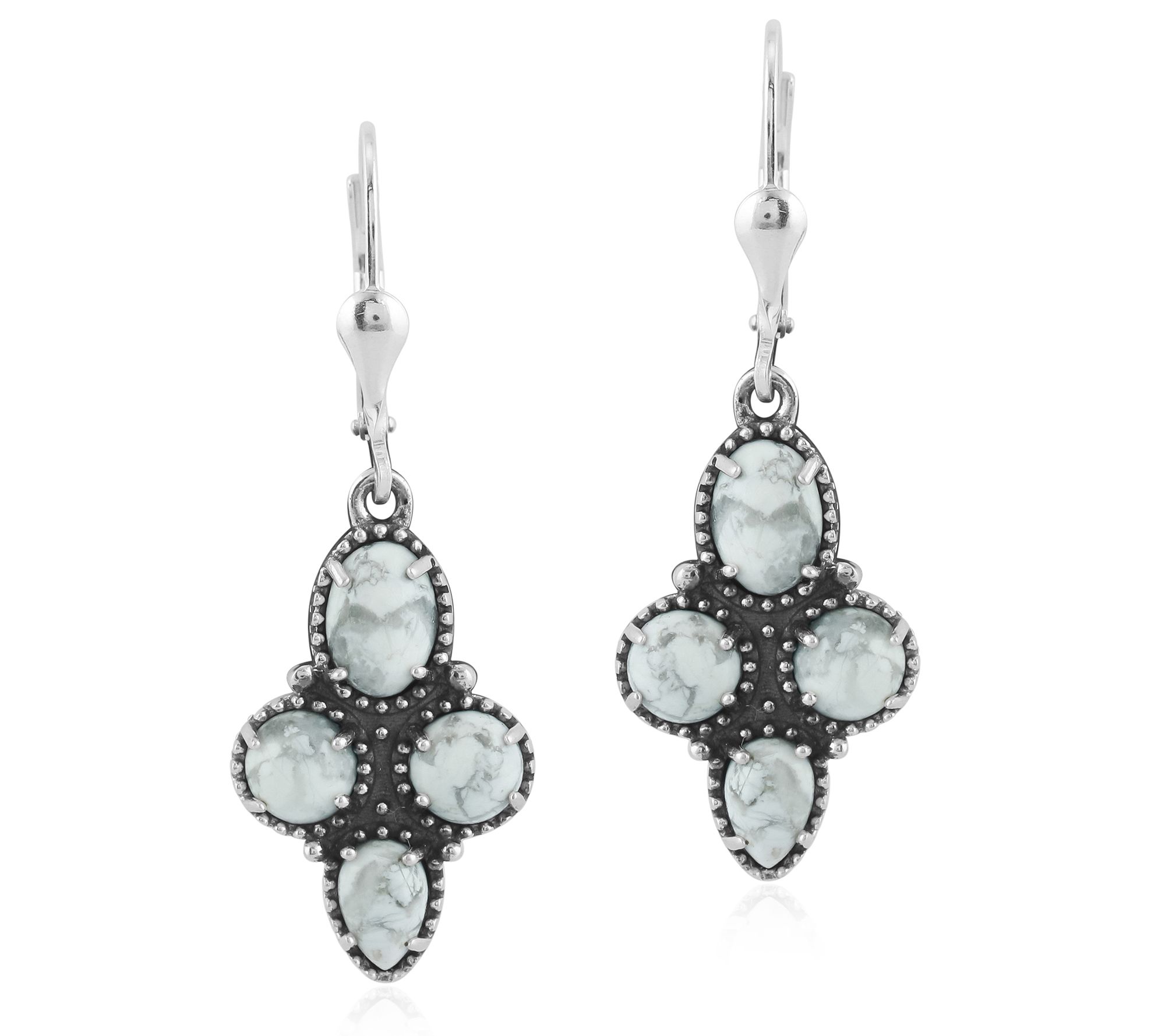 American West Sterling Four Gemstone Lever Back  Earrings