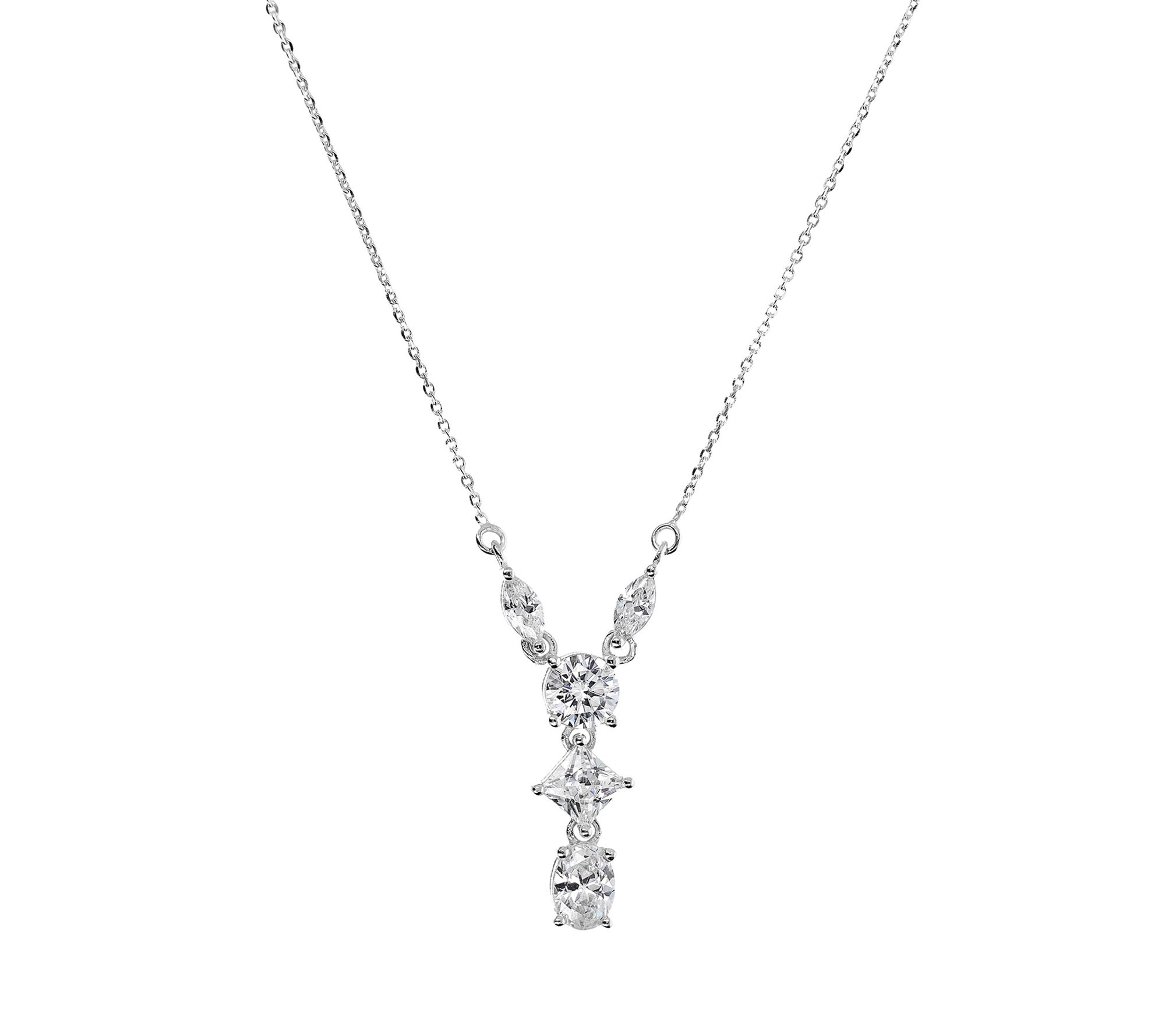 Diamonique 2.95 cttw Fancy Necklace, Sterling Silver