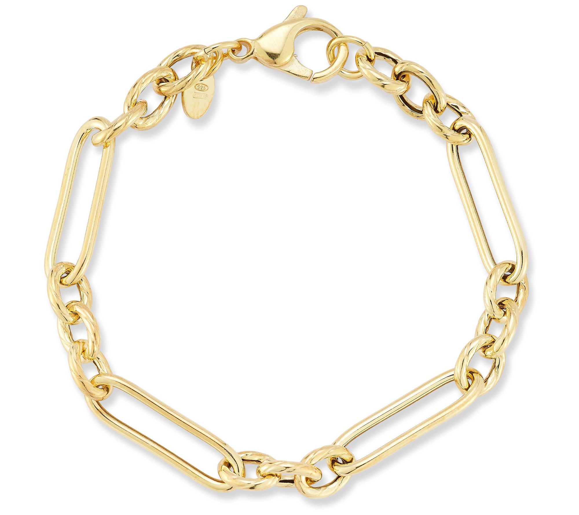 Italian Silver Oval and Twist Link Chain Bracelet, Sterling