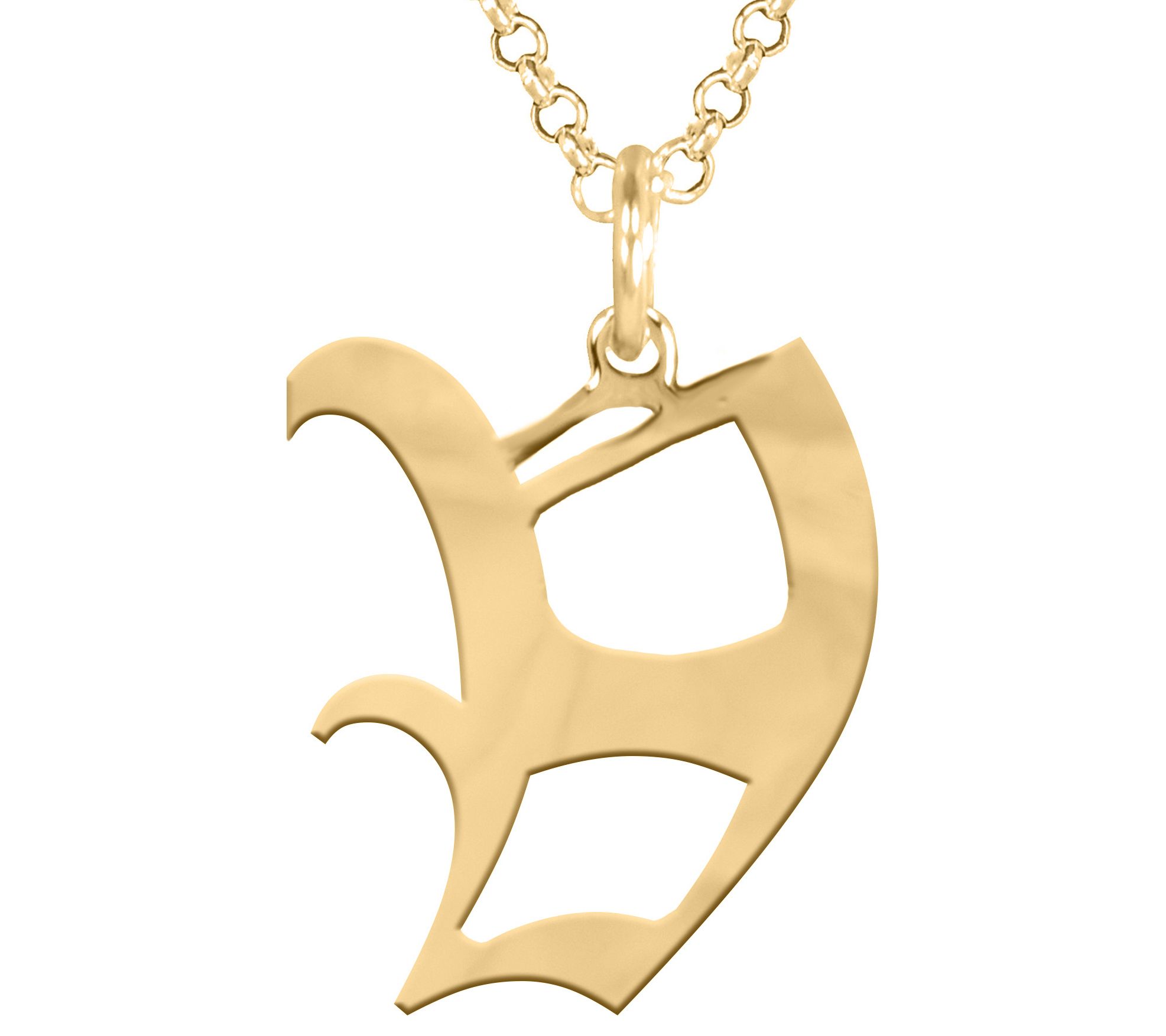 14K Gold Plated Old English Initial Necklace