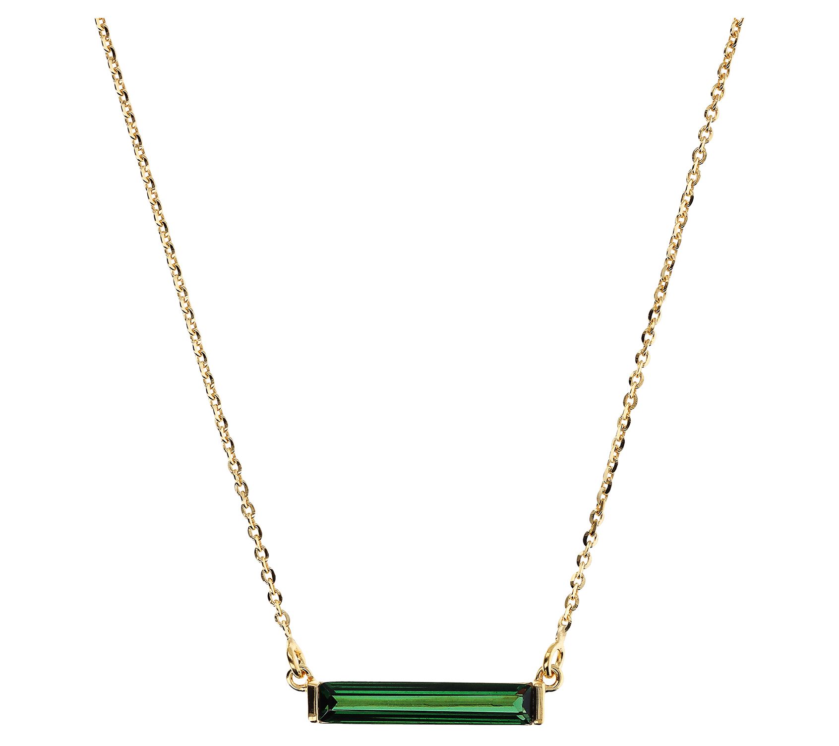 Diamonique Italia Baguette Bar Necklace, 18K Gold Plated