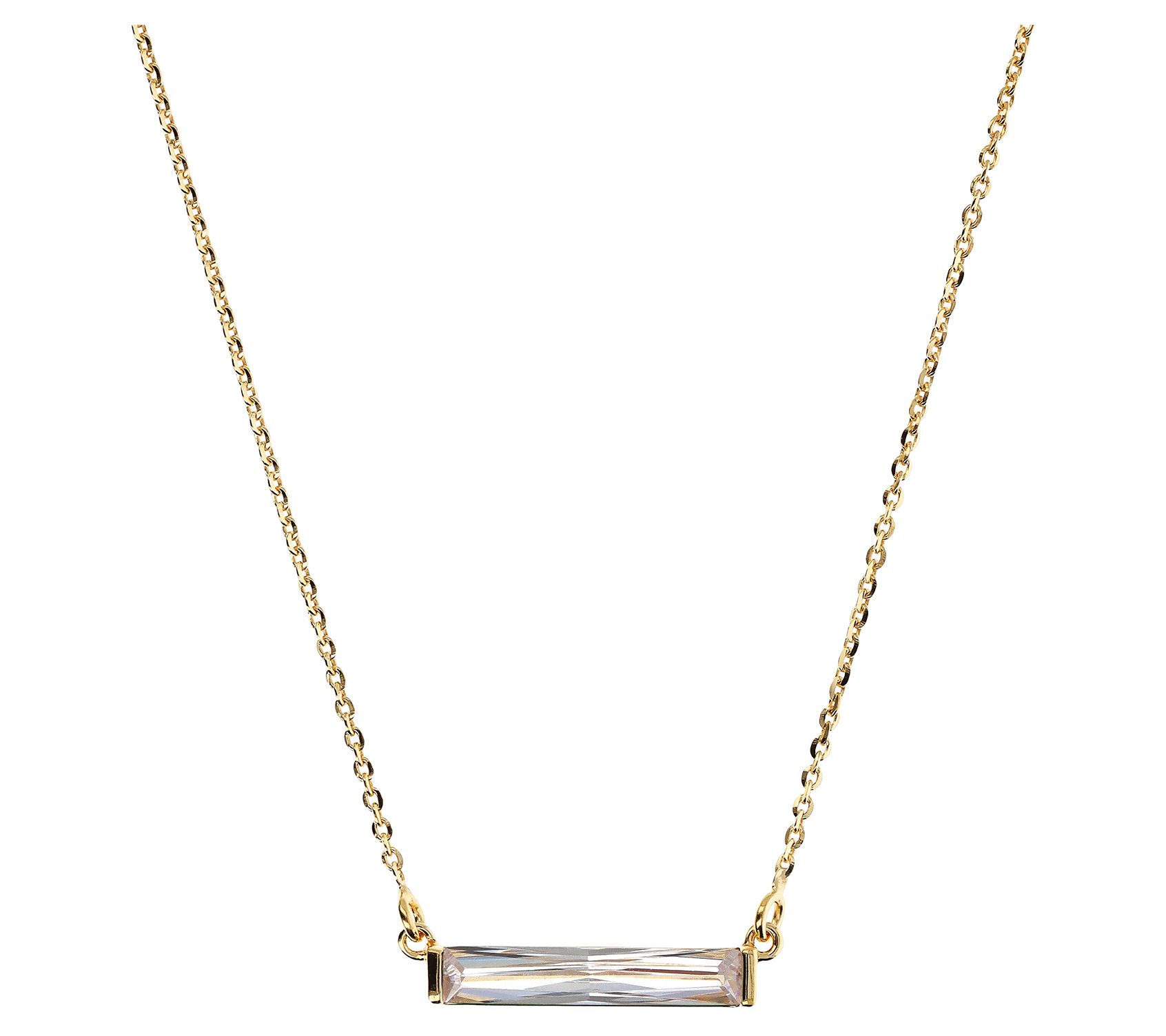 Diamonique Italia Baguette Bar Necklace, 18K Gold Plated