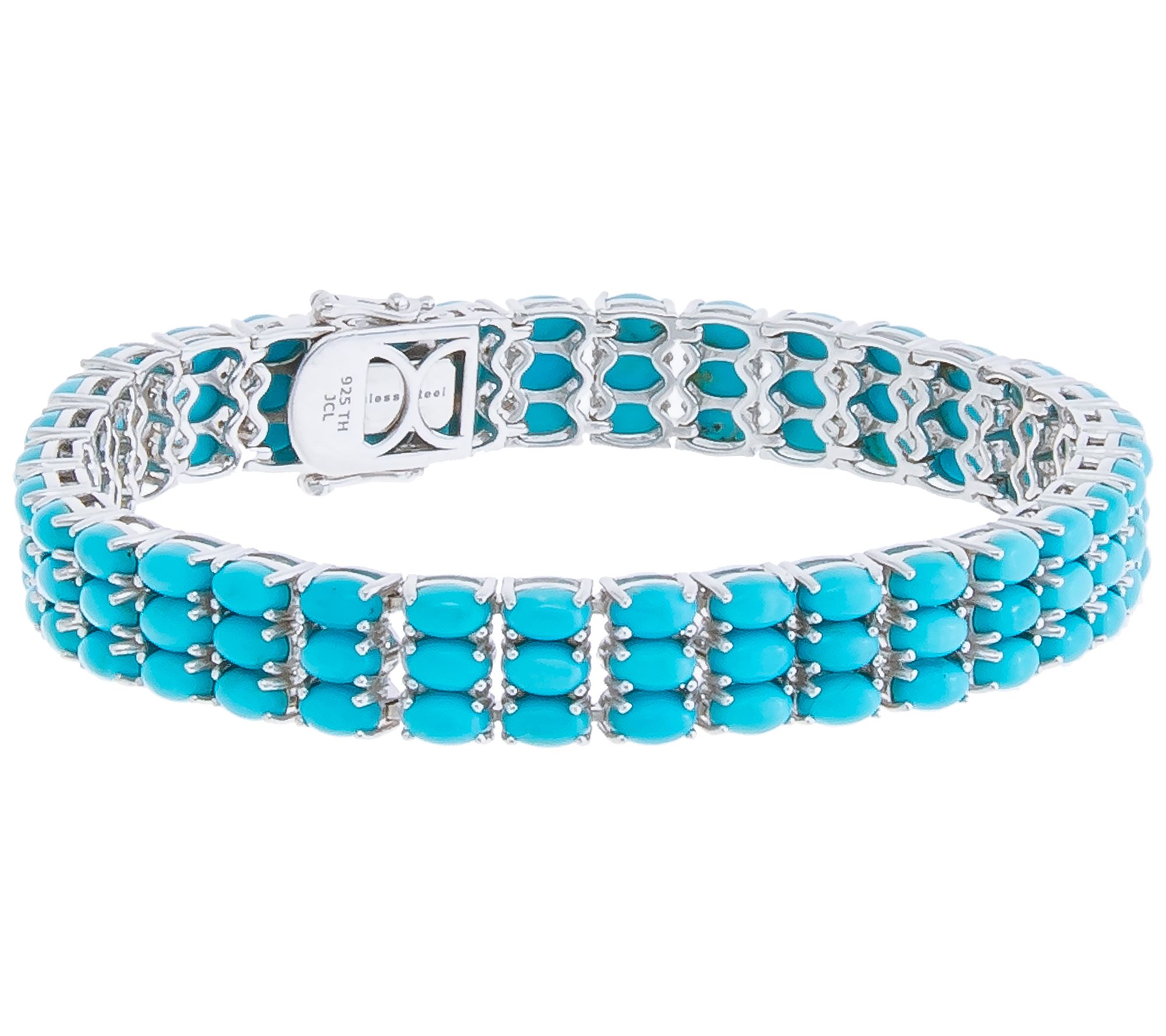 Affinity Gems 3-Row Turquoise Bracelet, Sterling Silver