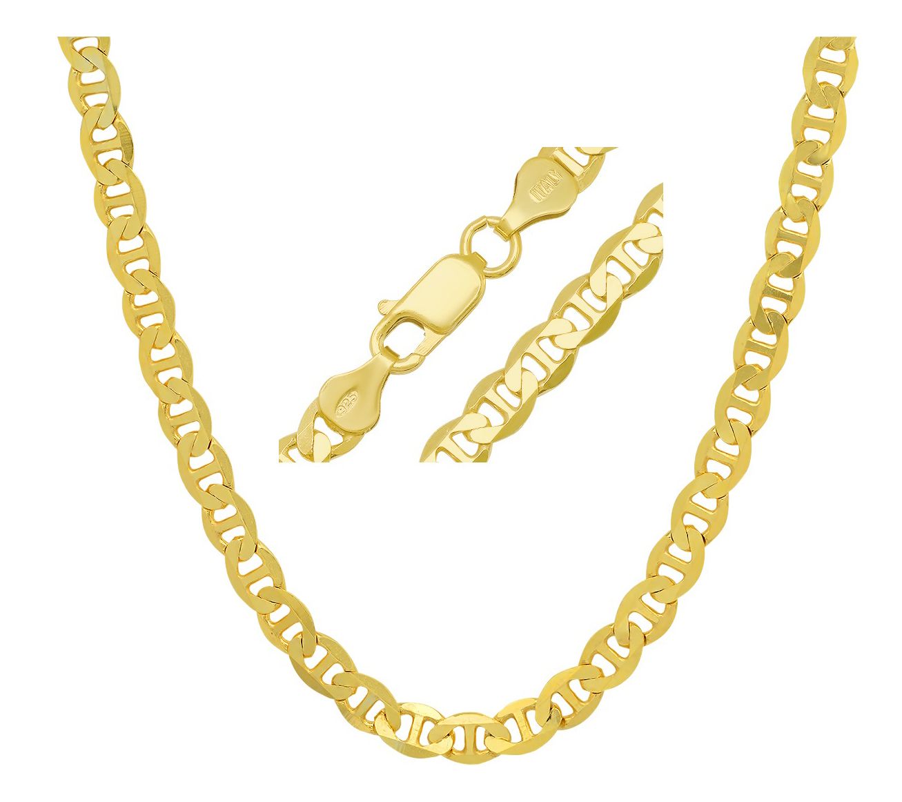 Italian Silver Men's Thick Mariner Link Chain,Sterling