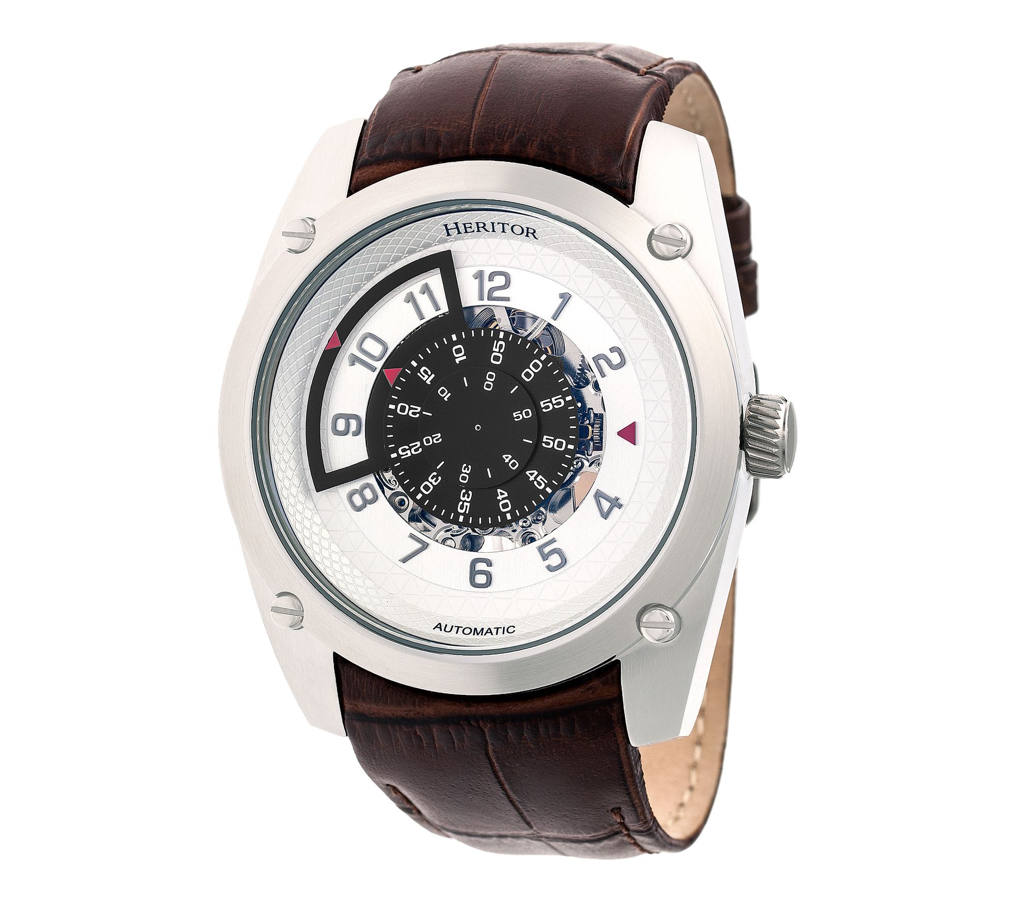 Heritor Automatic Daniels Semi-Skeleton Leather-Band Watch