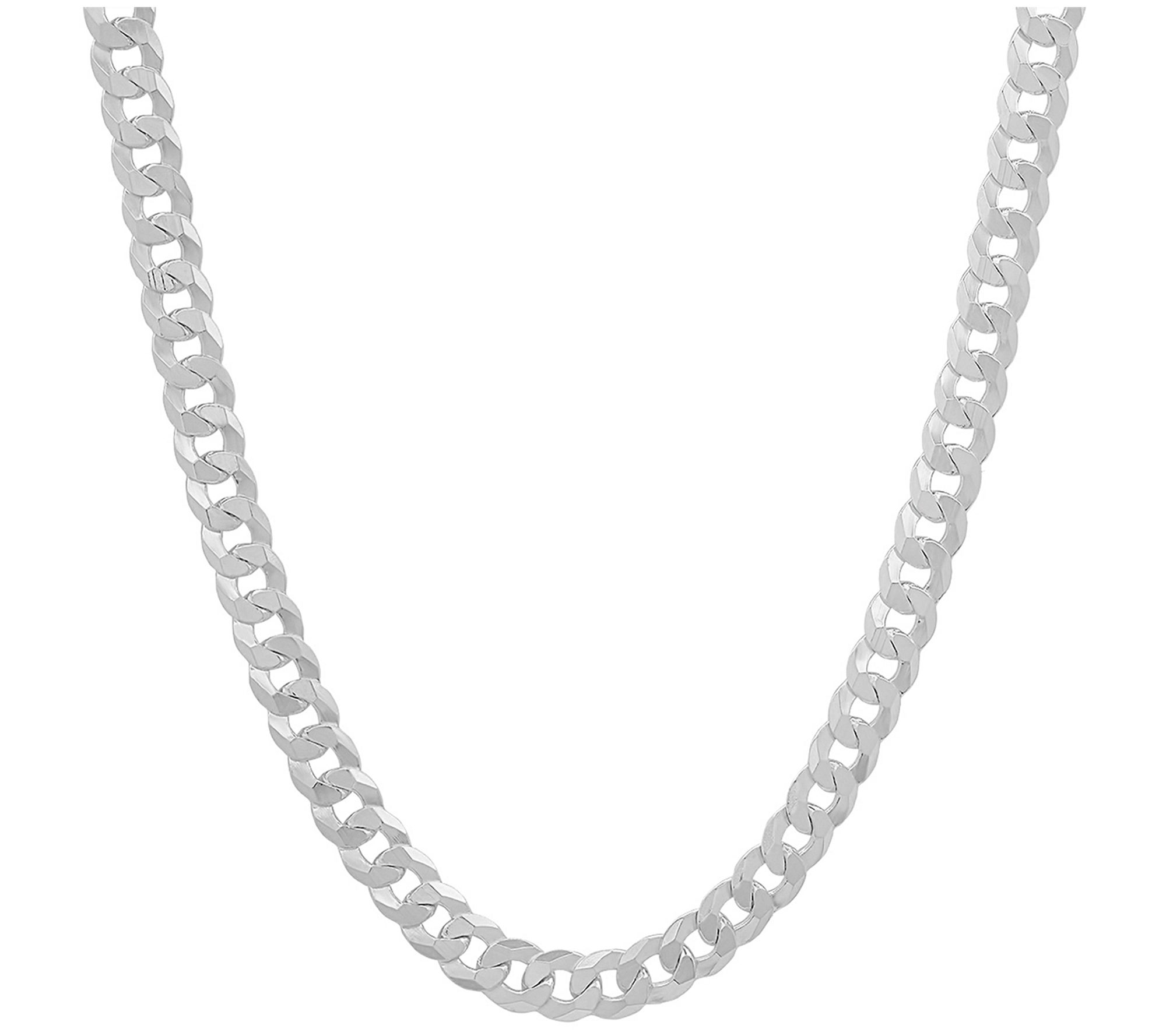 Silver Style Diamond Cut 24" Thick Curb Chain,Sterling