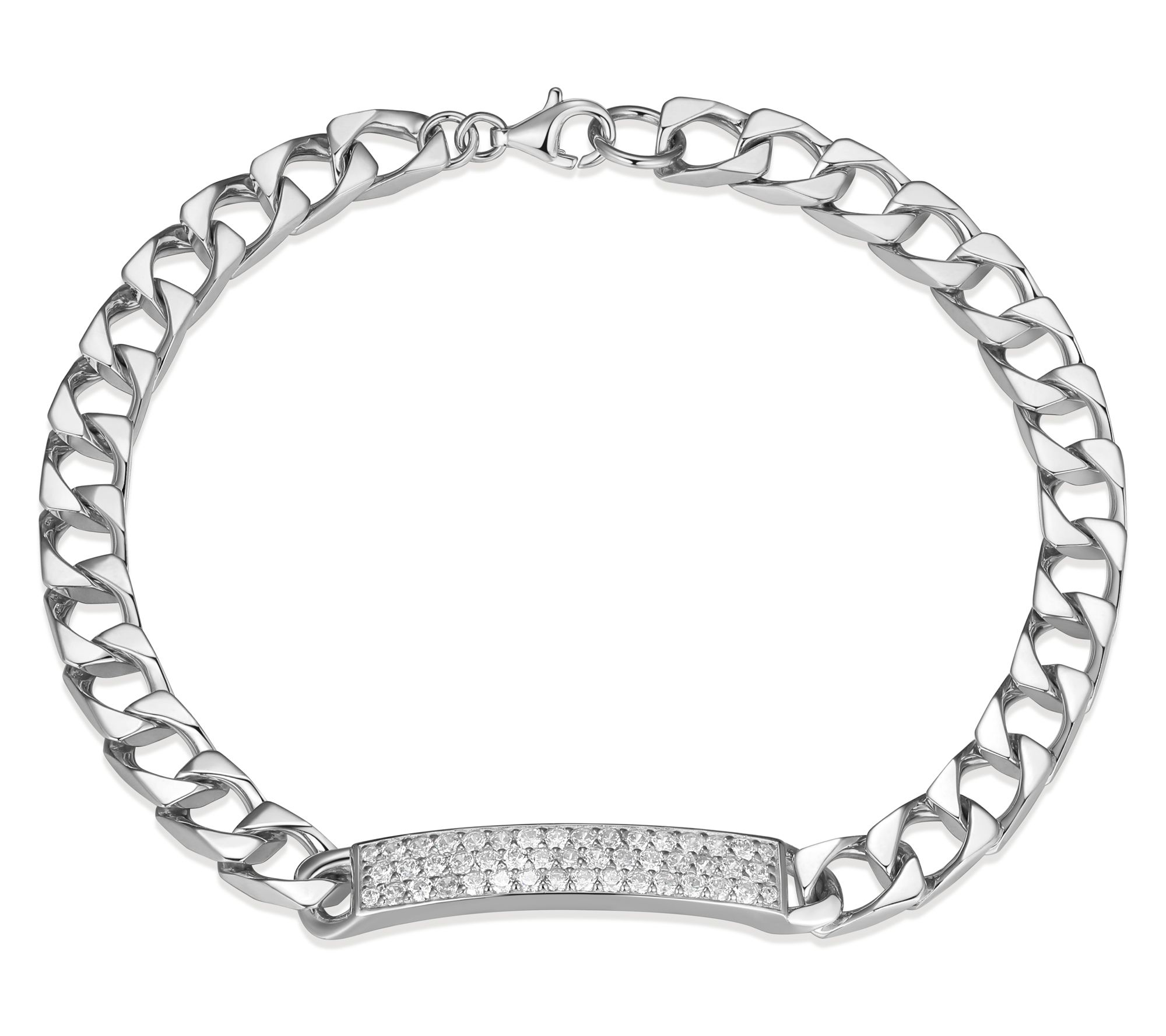 Diamonique Men' s 1.75 cttw Cub an Link Bracele t, Sterling