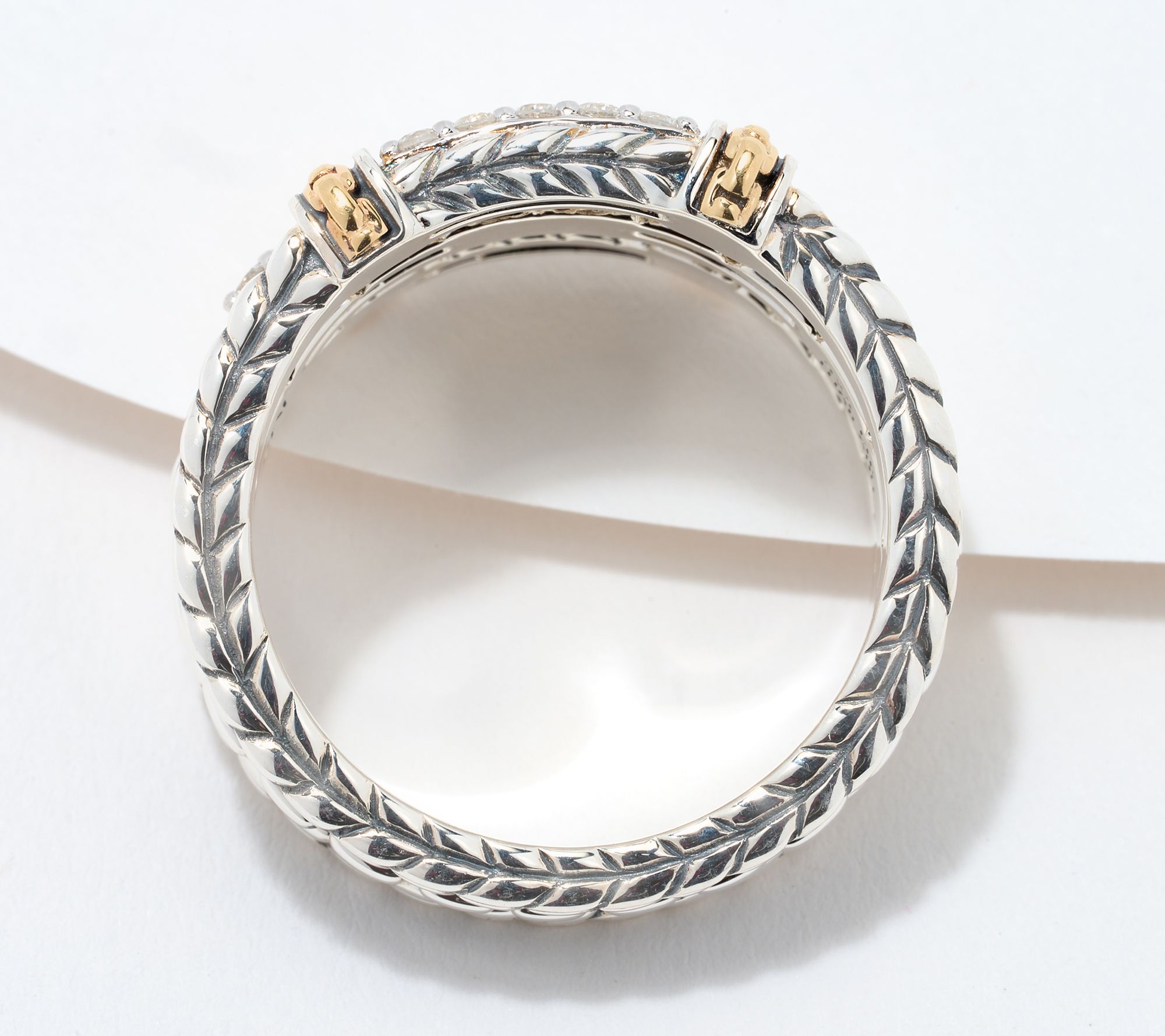 JAI 14K Gold & Sterling Silver Diamond Triple Row Ring - QVC.com