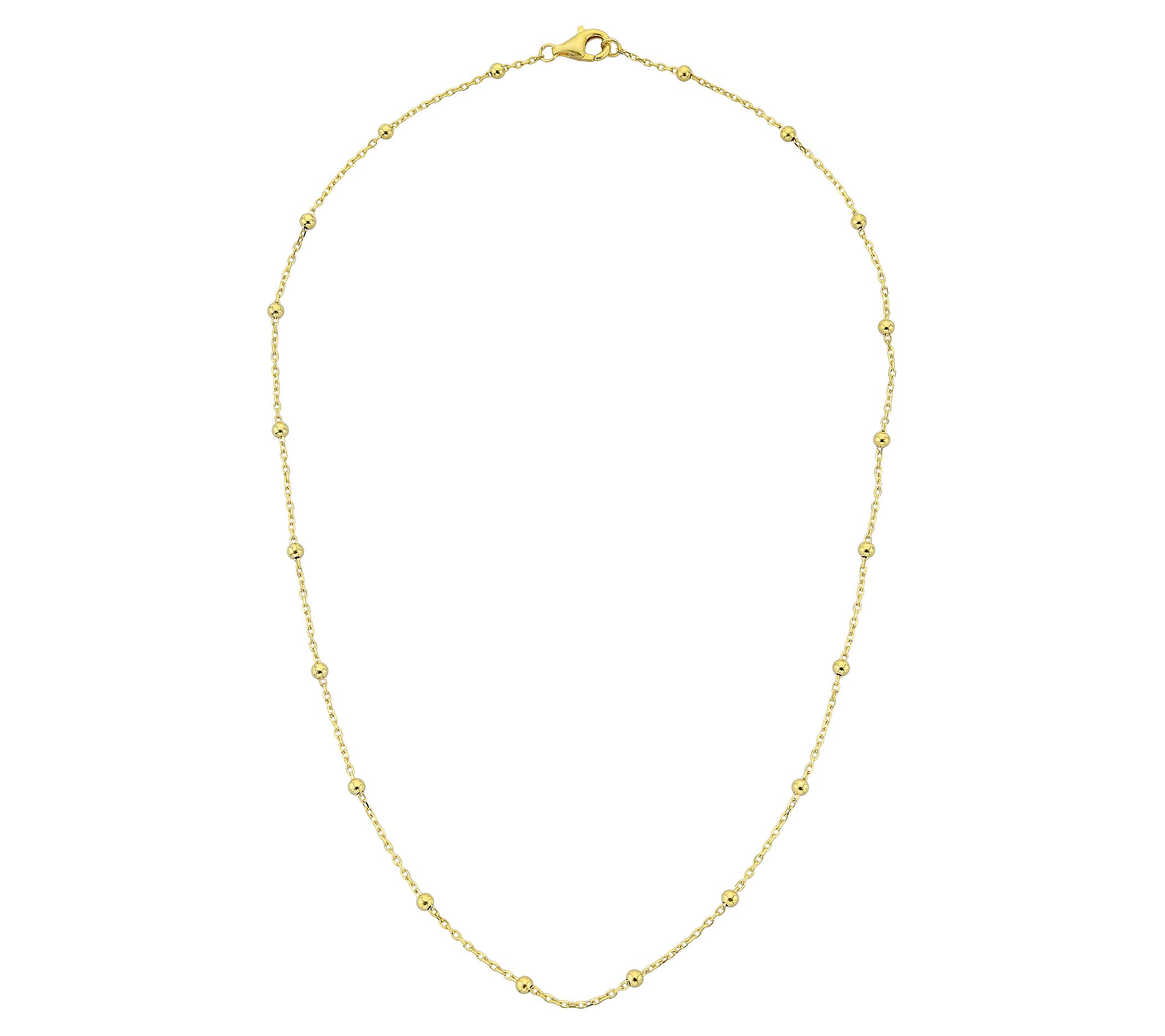 Silver Style 3mm Bead Station Cable Chain Necklace, Sterling
