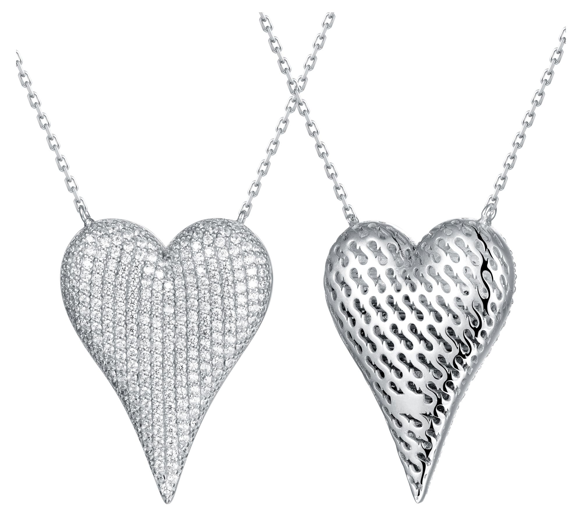 Diamonique x  Jennifer Miller Pave Heart Necklace, Sterling