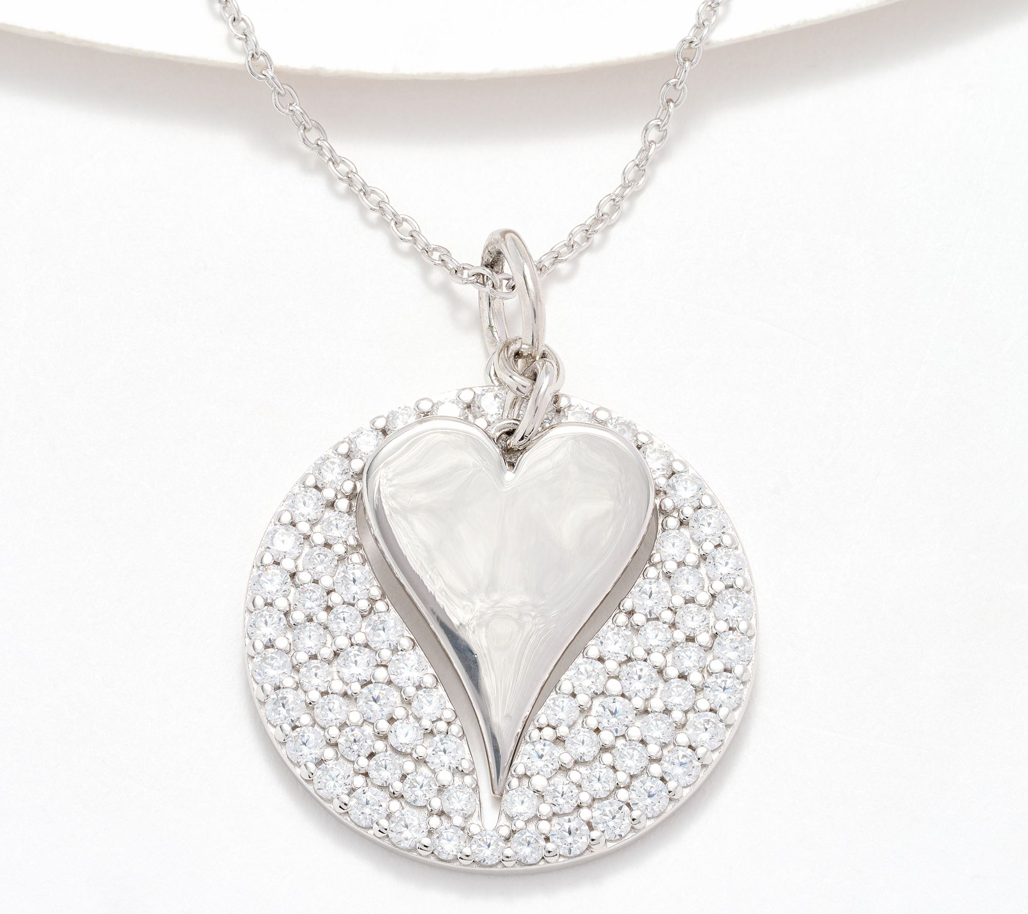 Diamonique x Jennifer Miller Cut Out Pave Motif Necklace, Sterl