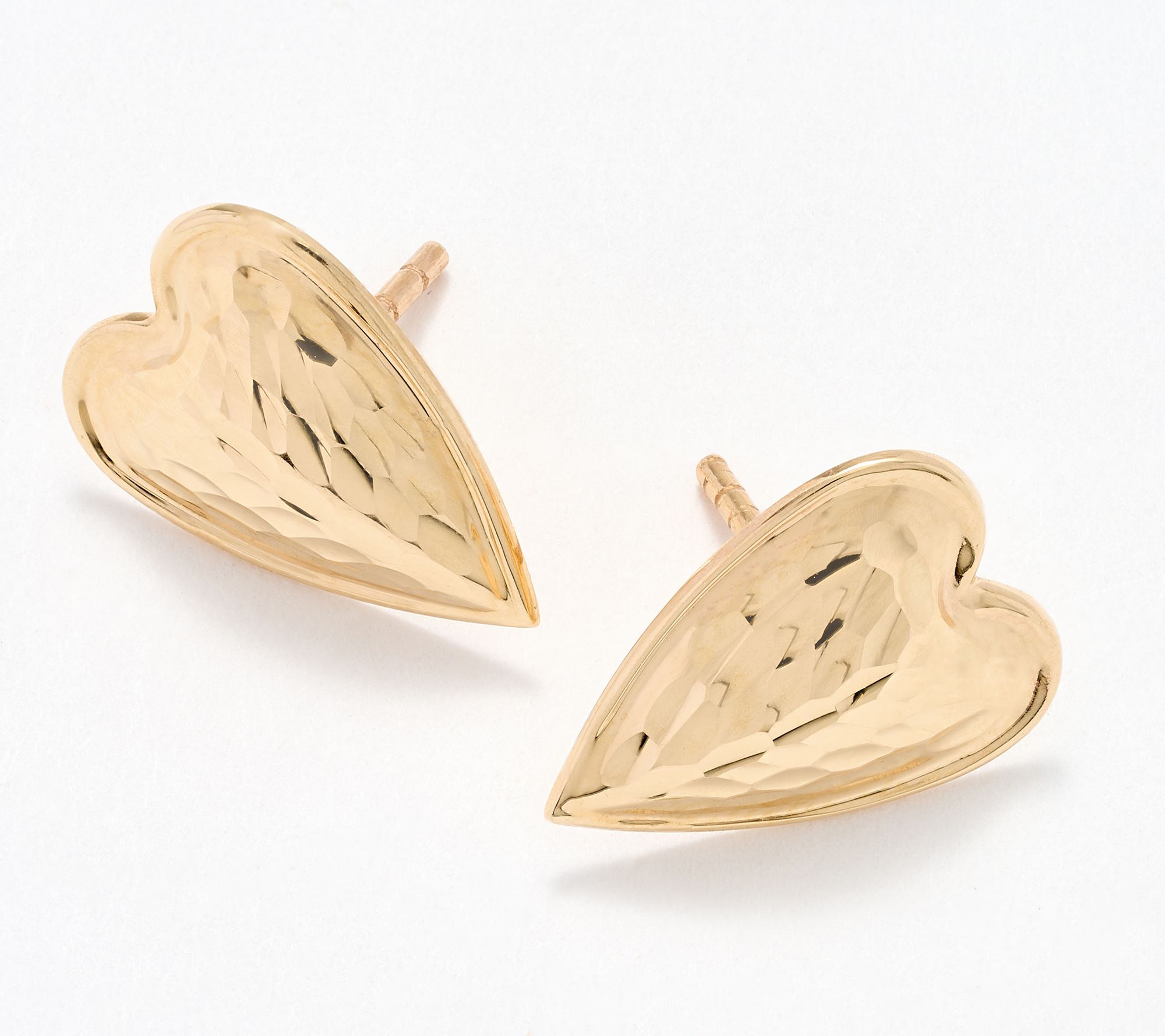 Adi Paz 14K Gold Hammered Heart Stud Earrings