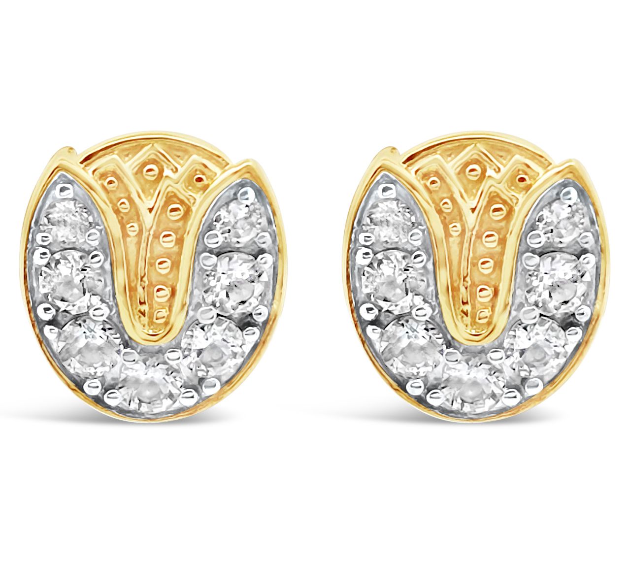 Goddaughters 14K Gold Clad White Topaz Tulip Stud Earrings