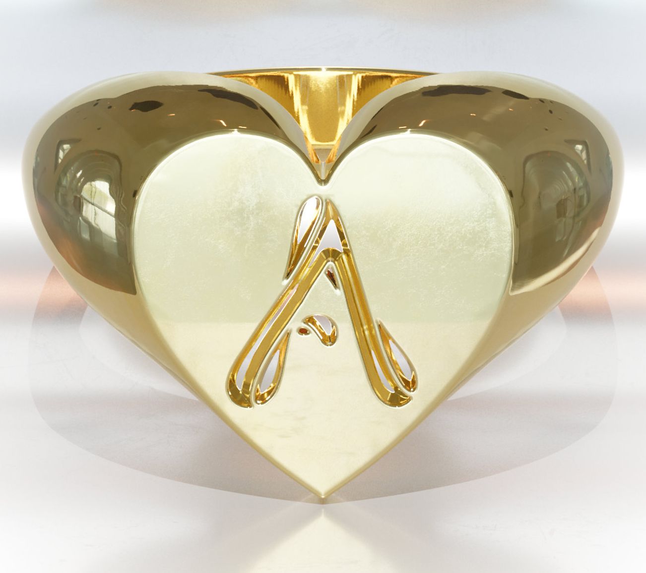 Heights Jewelers 14K Gold Plated Cherish Initial Heart Ring