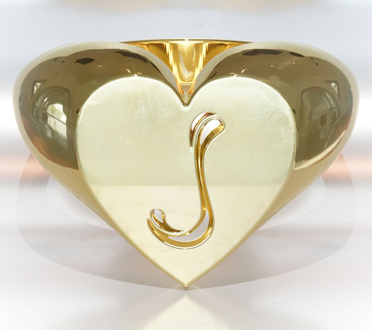 Heights Jewelers 14K Gold Plated Cherish Initial Heart Ring