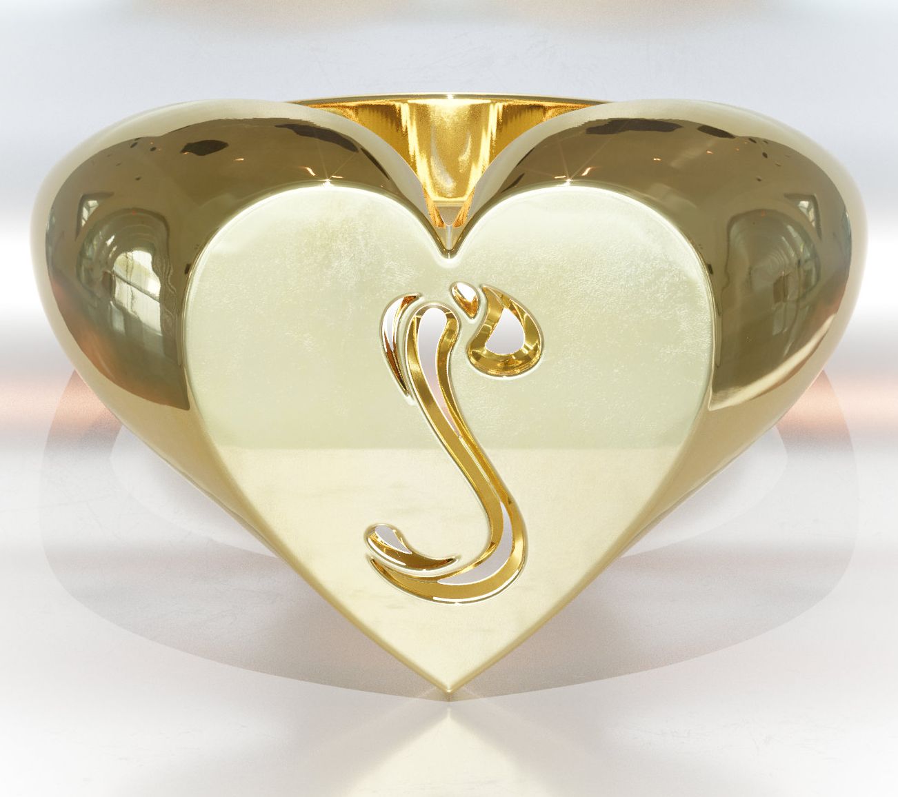Heights Jewelers 14K Gold Plated Cherish Initial Heart Ring