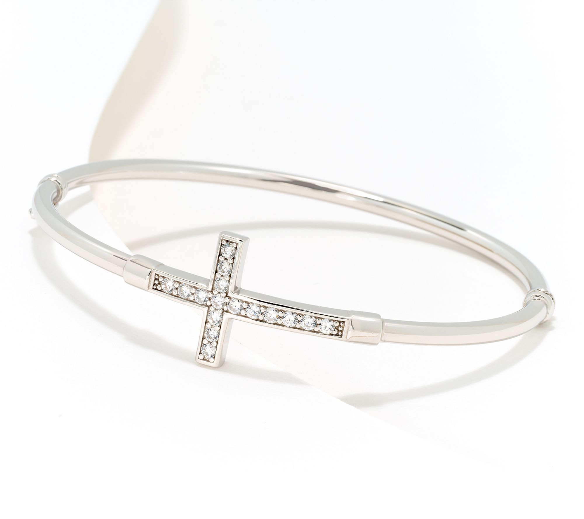 "As Is" Diamonique Italia Polished Cross Bangle Sterling Silver