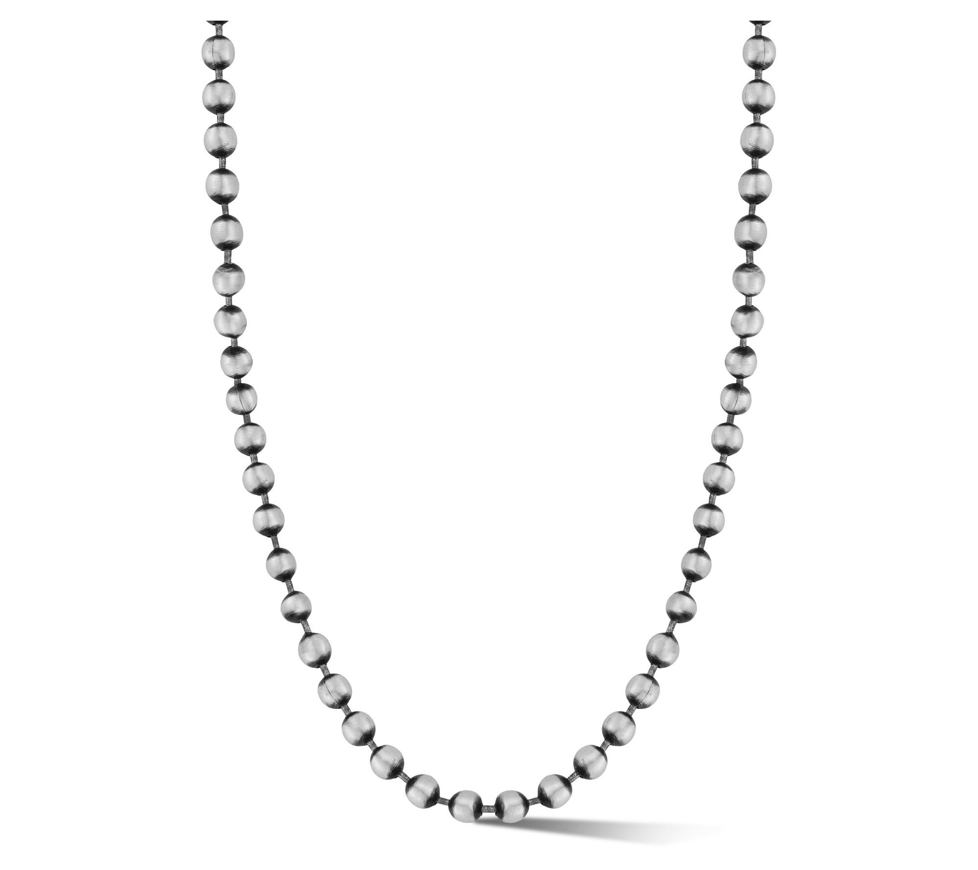 Italian Silver Men's 22" Oxidized Ball Necklace, Sterling