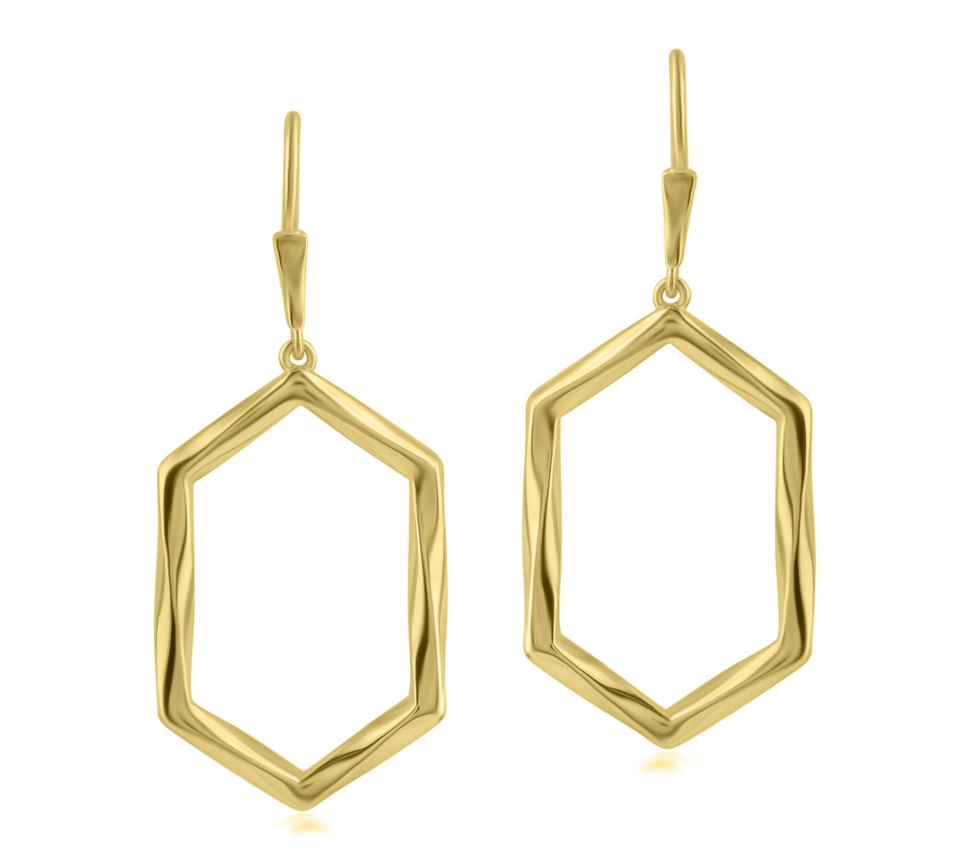 Christian James 14K Gold Clad 2" Geometric Dangle Earrings