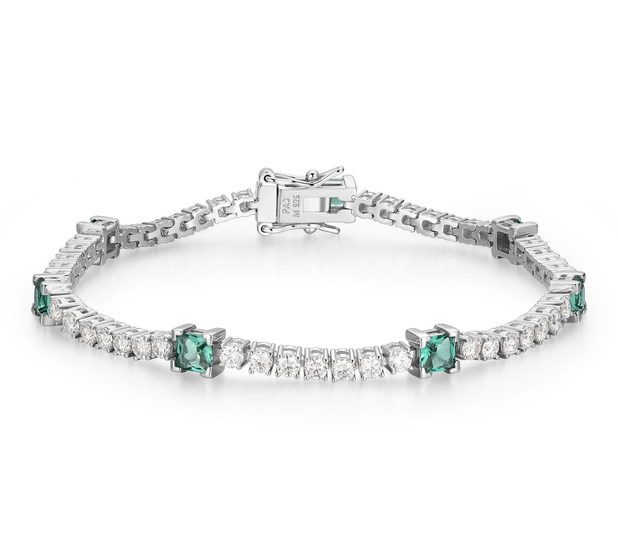 Moissanite & Created Green Quartz Tennis Bracelet, Sterling