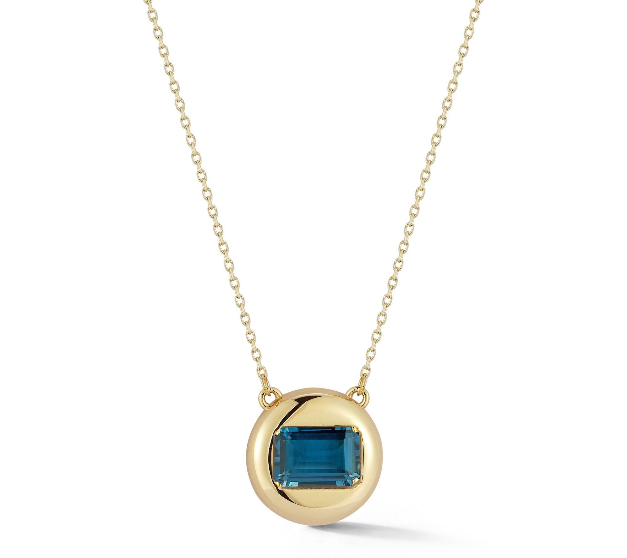 Luminosa Gold Emerald-Cut Gemstone Round Necklace, 14K