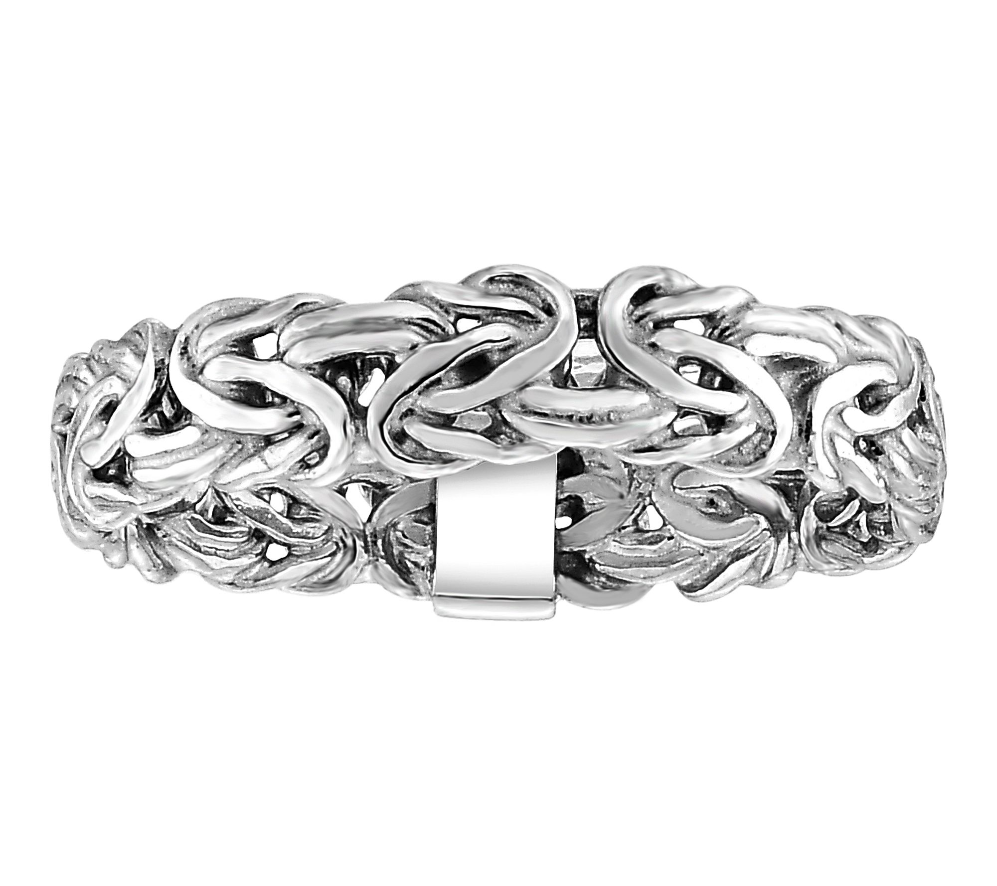 Silver Style 4mm Solid Byzantine Polished BandRing, Sterling