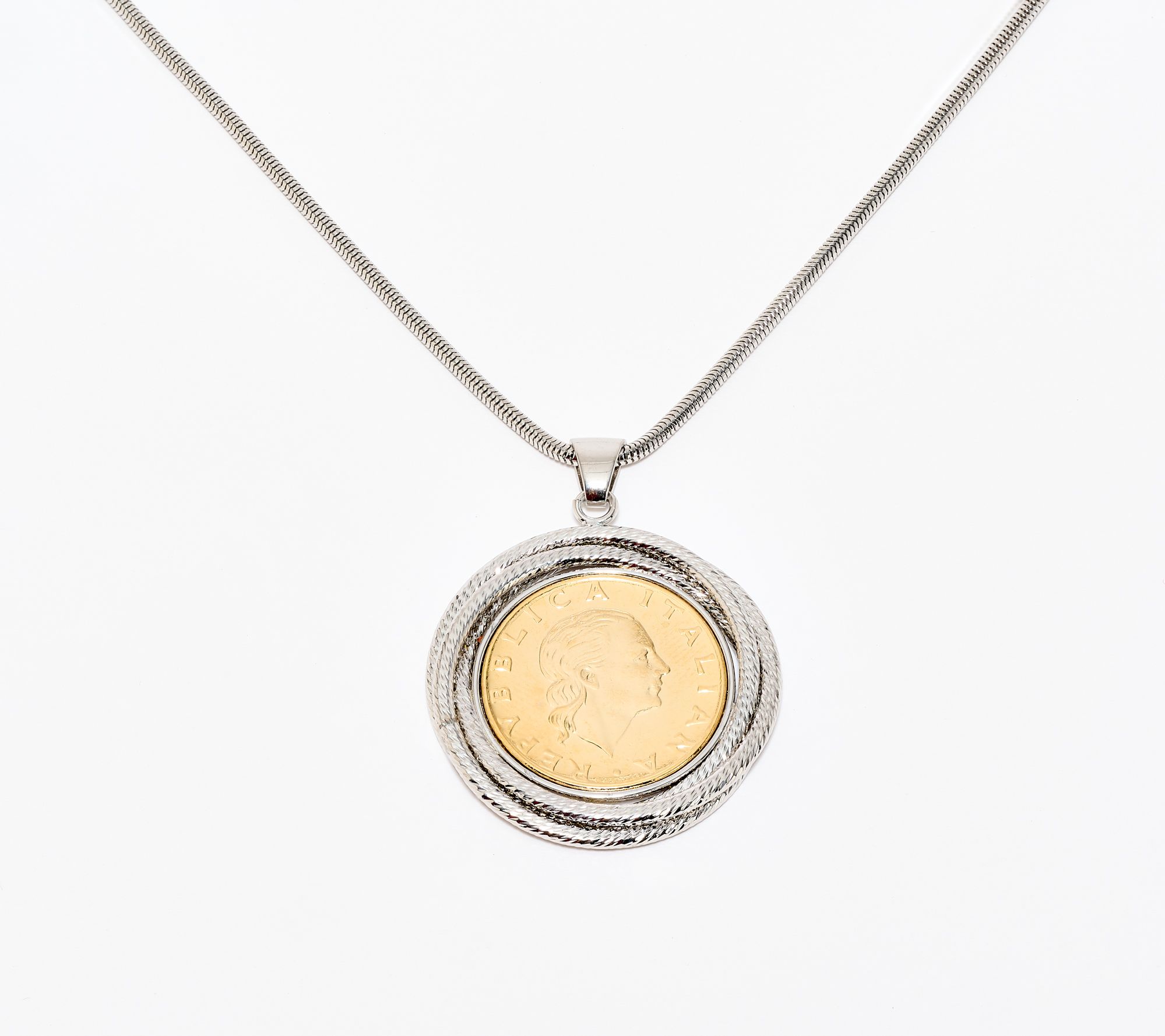 David Markstein Bronze Triple Wrapped 200 Genuine Lira Coin Necklace