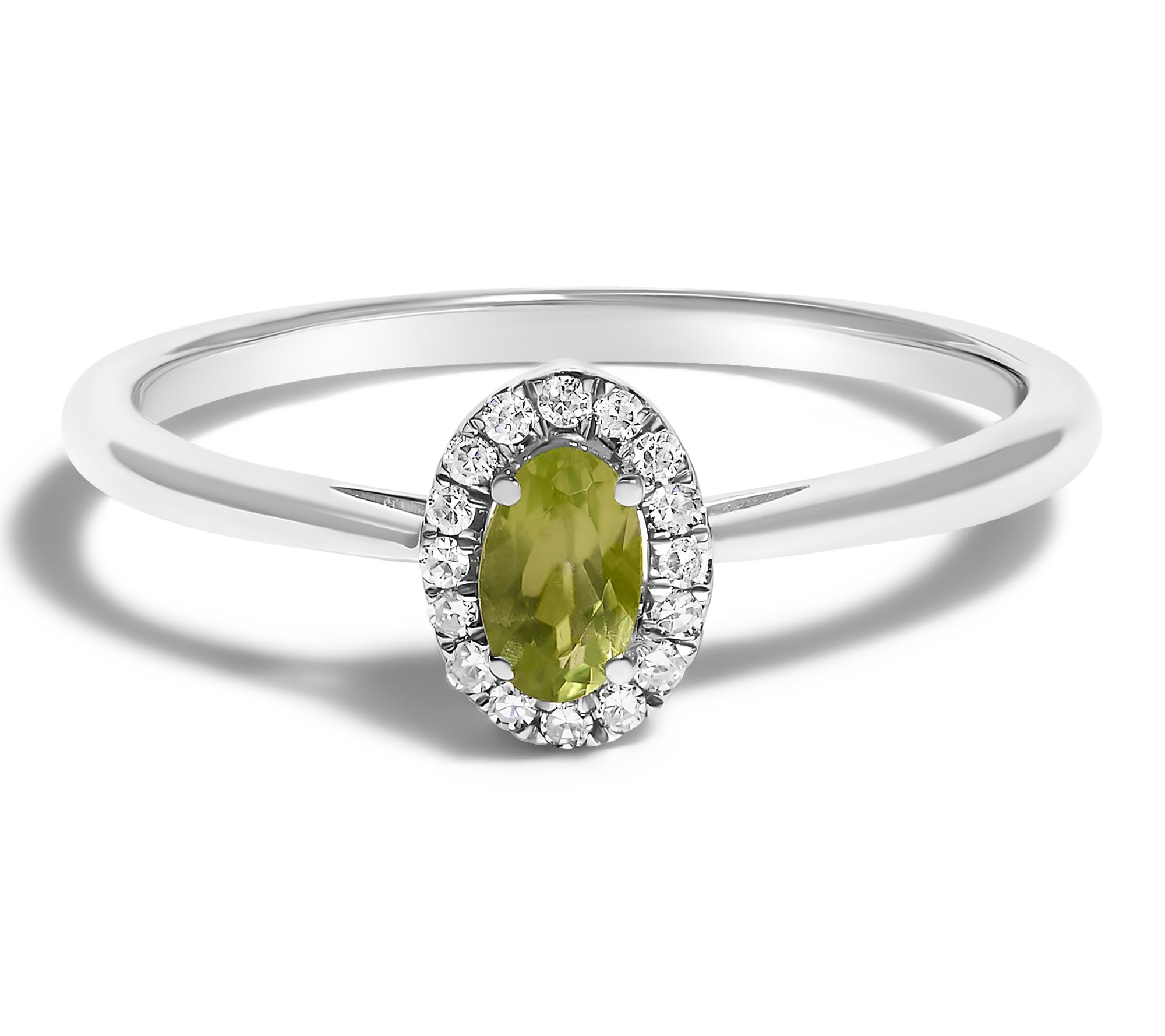 Haus of Brilliance Peridot & Diamond Halo Ring,10K Gold - QVC.com