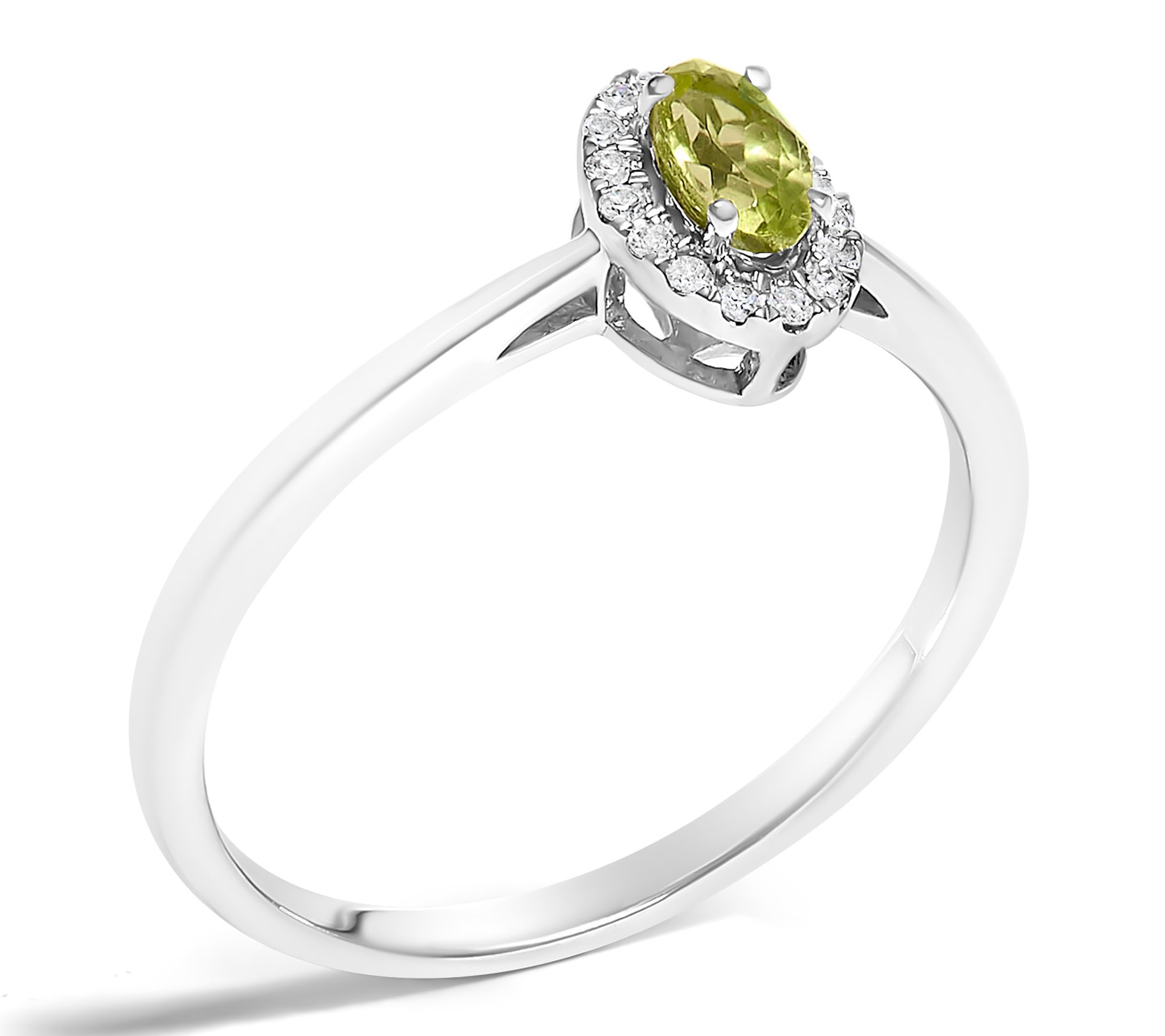 Haus of Brilliance Peridot & Diamond Halo Ring,10K Gold - QVC.com