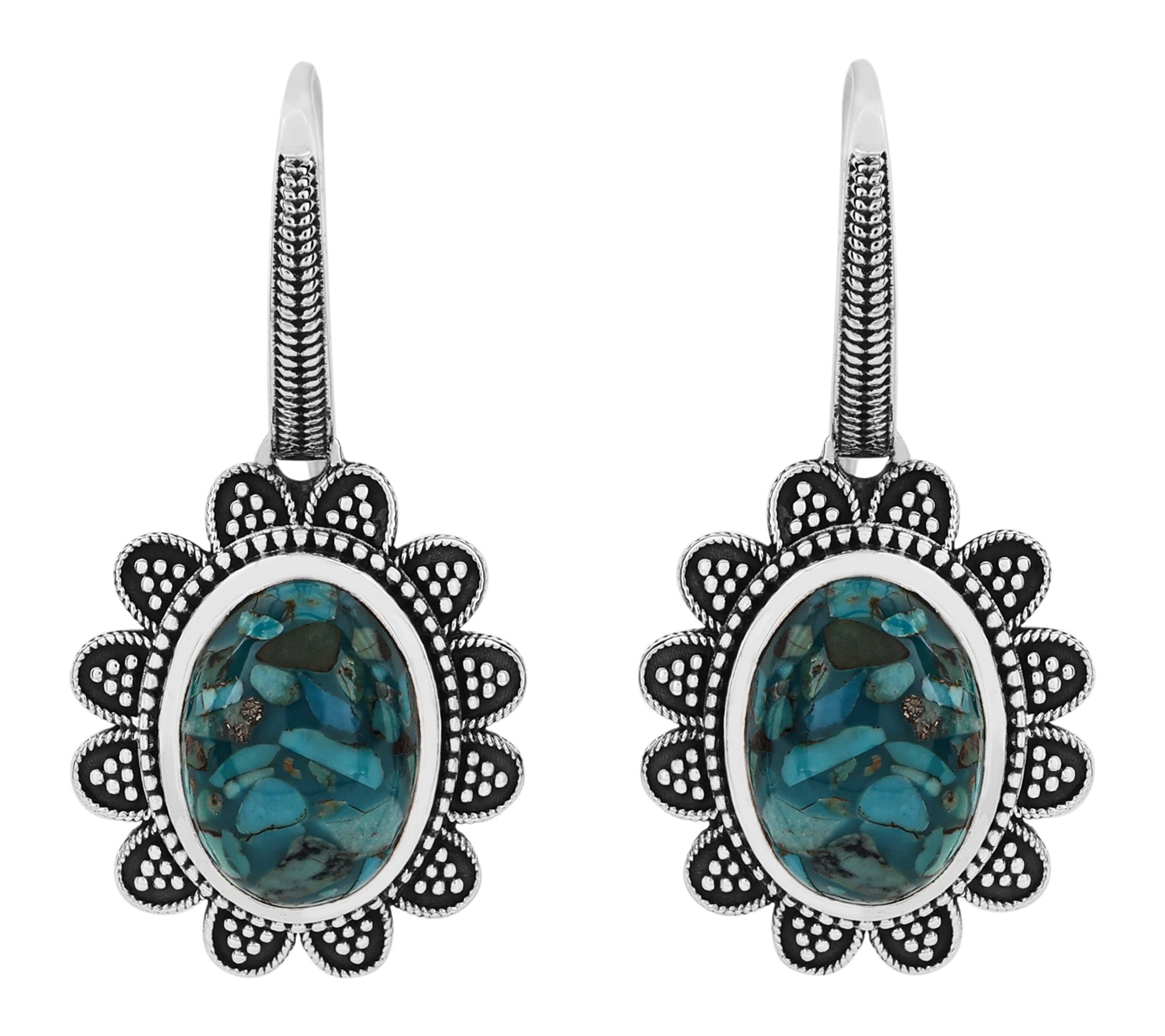 Artisan Crafted Sterling Composite Turquoise Dangle Earrings