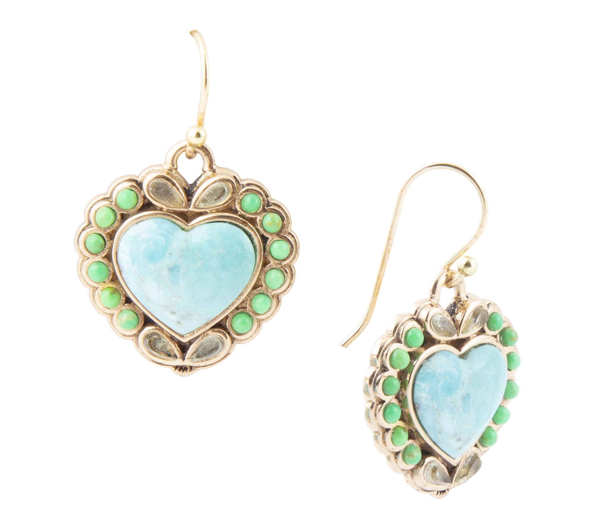Barse Artisan Crafted Heart Turquoise Post DropEarrings