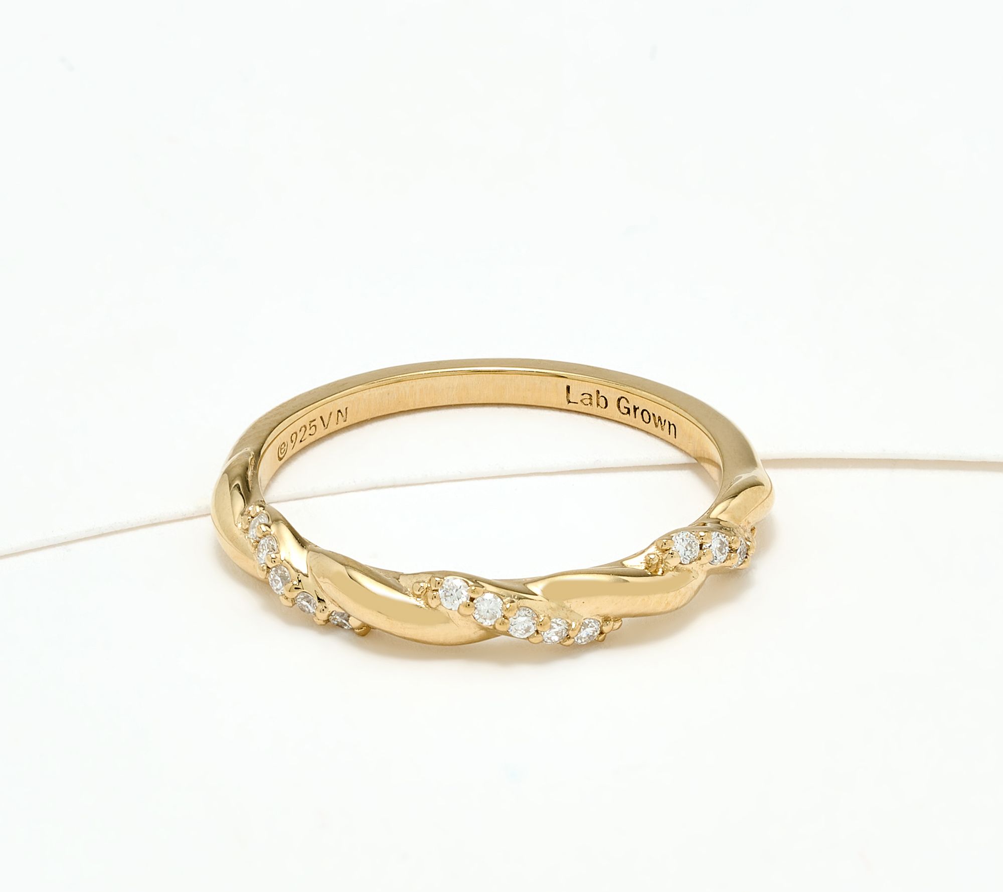  Fire Light Lab Grown Diamond .11 cttw Twisted Ring, Sterling