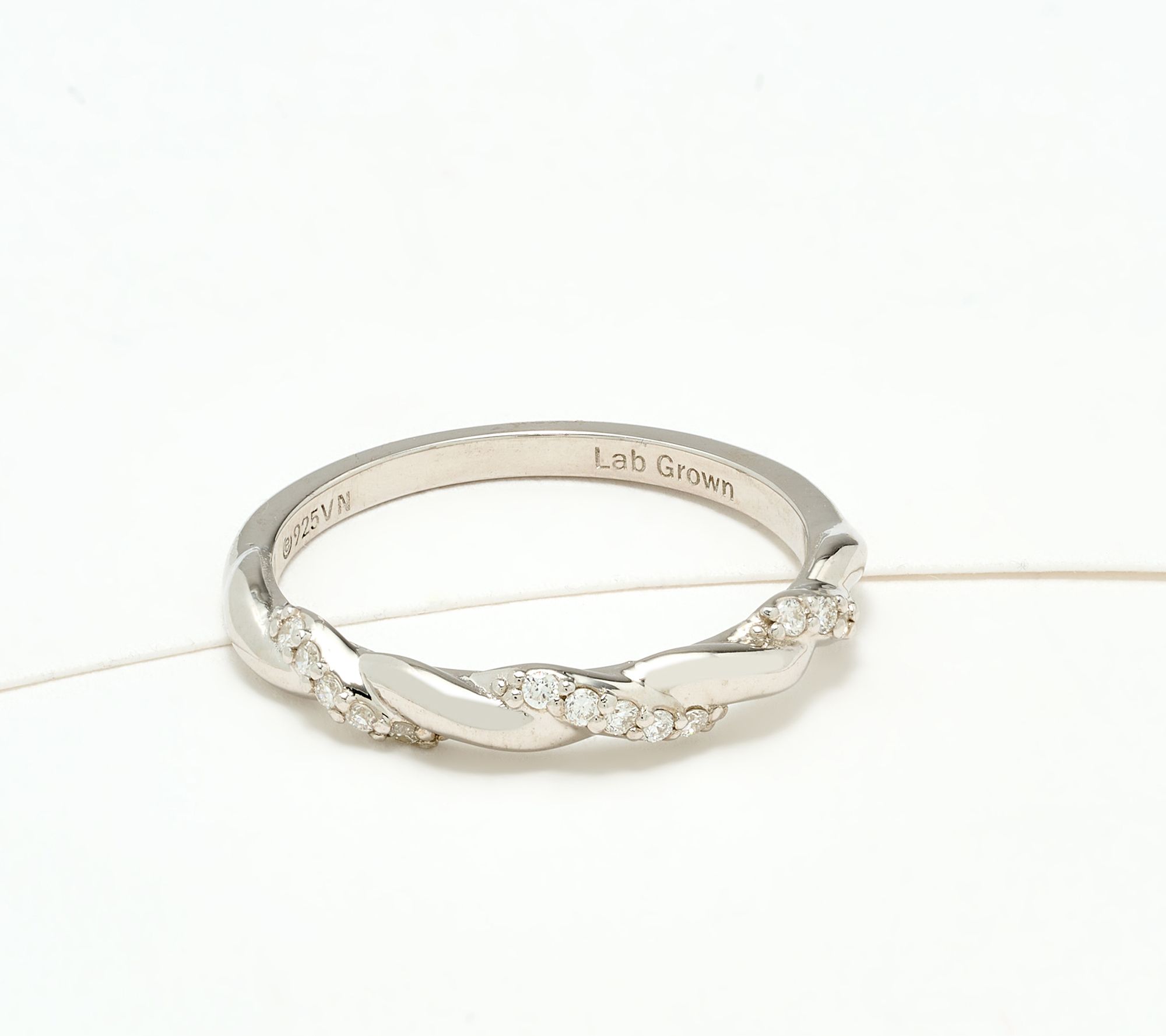 Fire Light Lab Grown Diamond .11 cttw Twisted Ring, Sterling