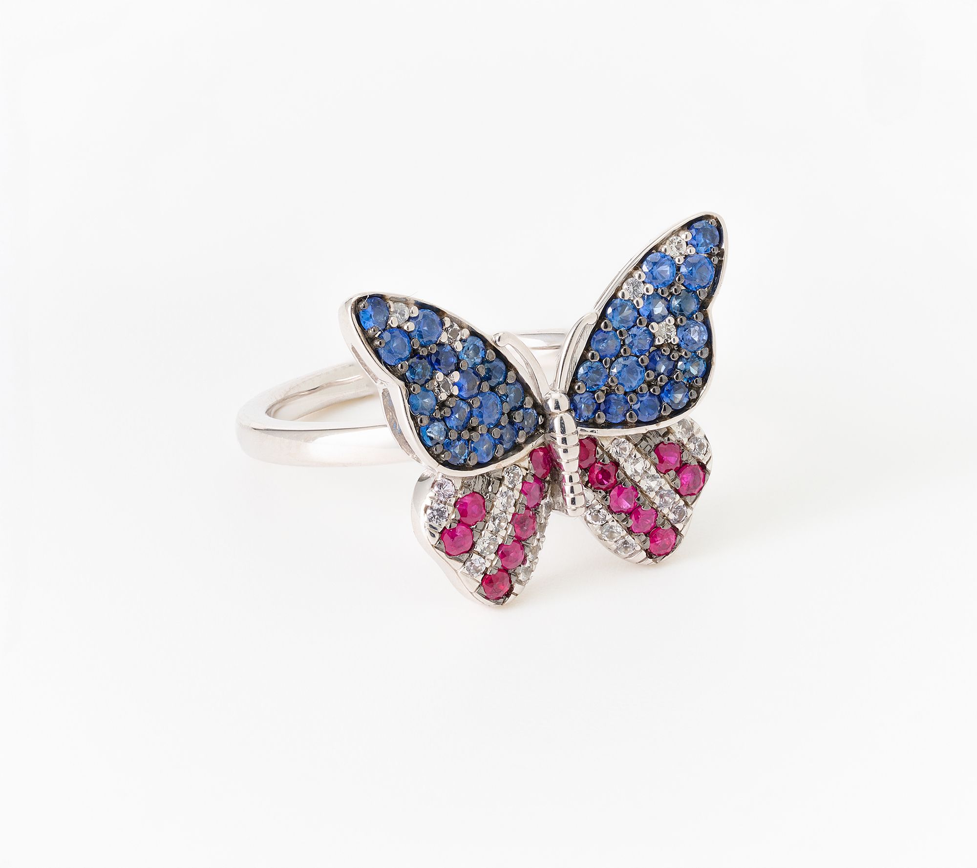 Carlo Viani Americana Butterfly Motif Ring, Sterling Silver
