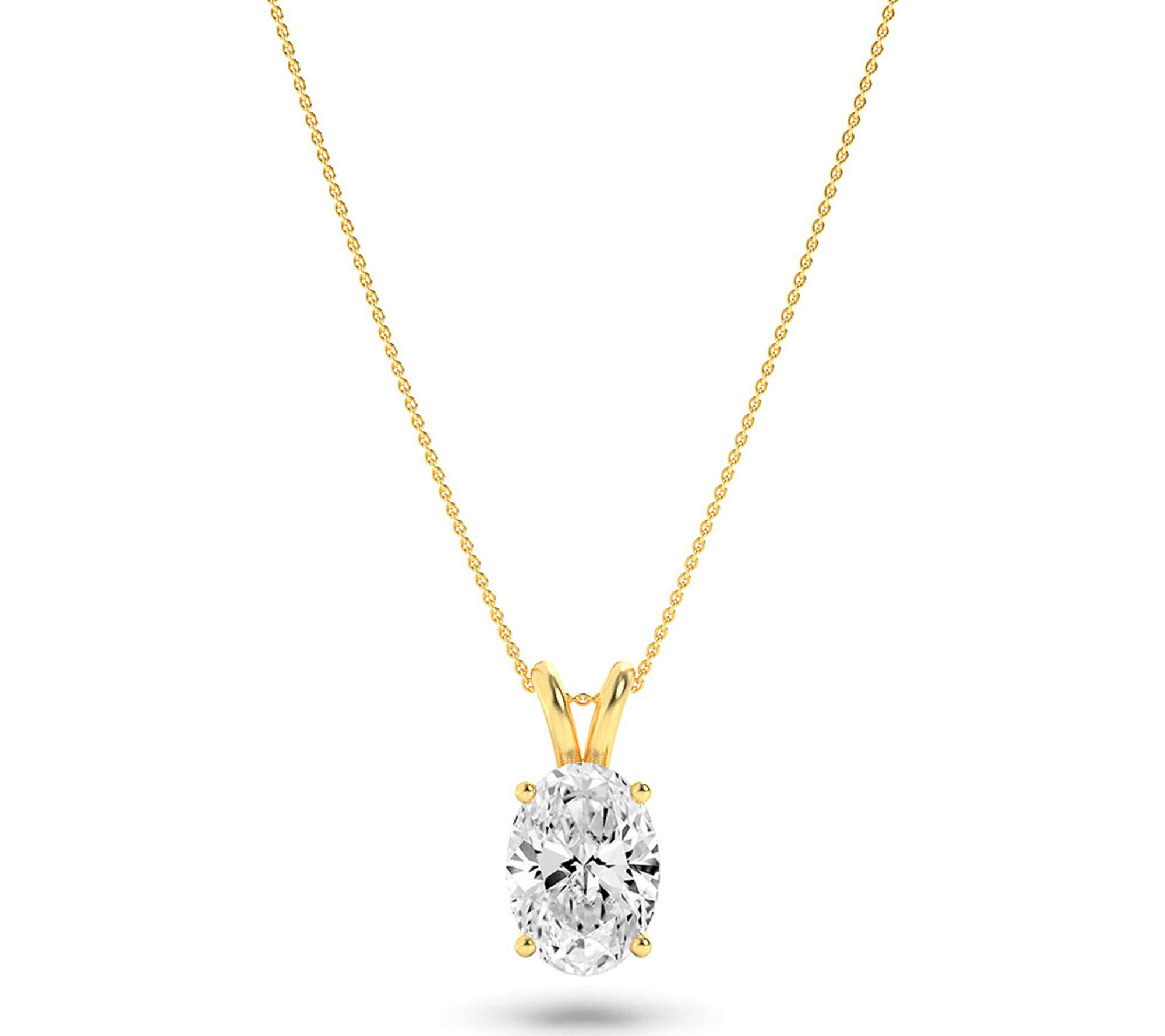 Fire Light 3.00 cttw Lab Grown Diamond Oval CutNecklace, 14K