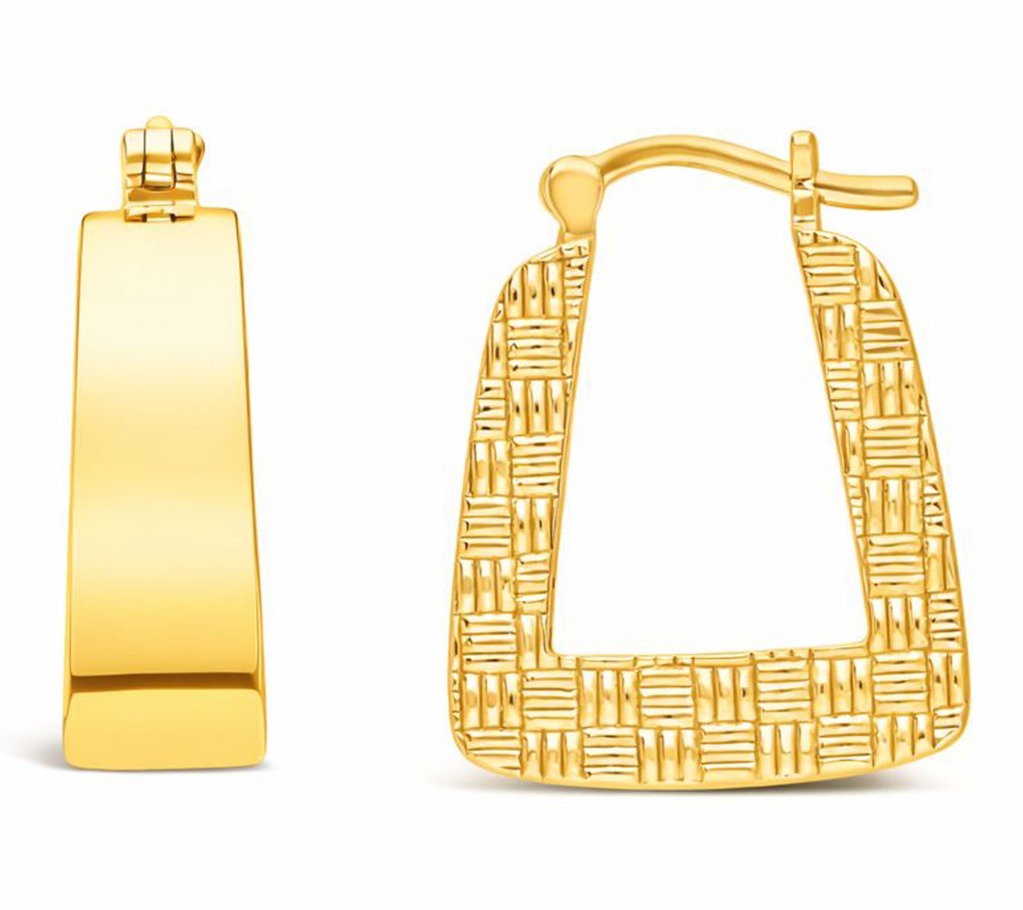 Ariva 18K Gold Clad Basketweave Hoop Earrings