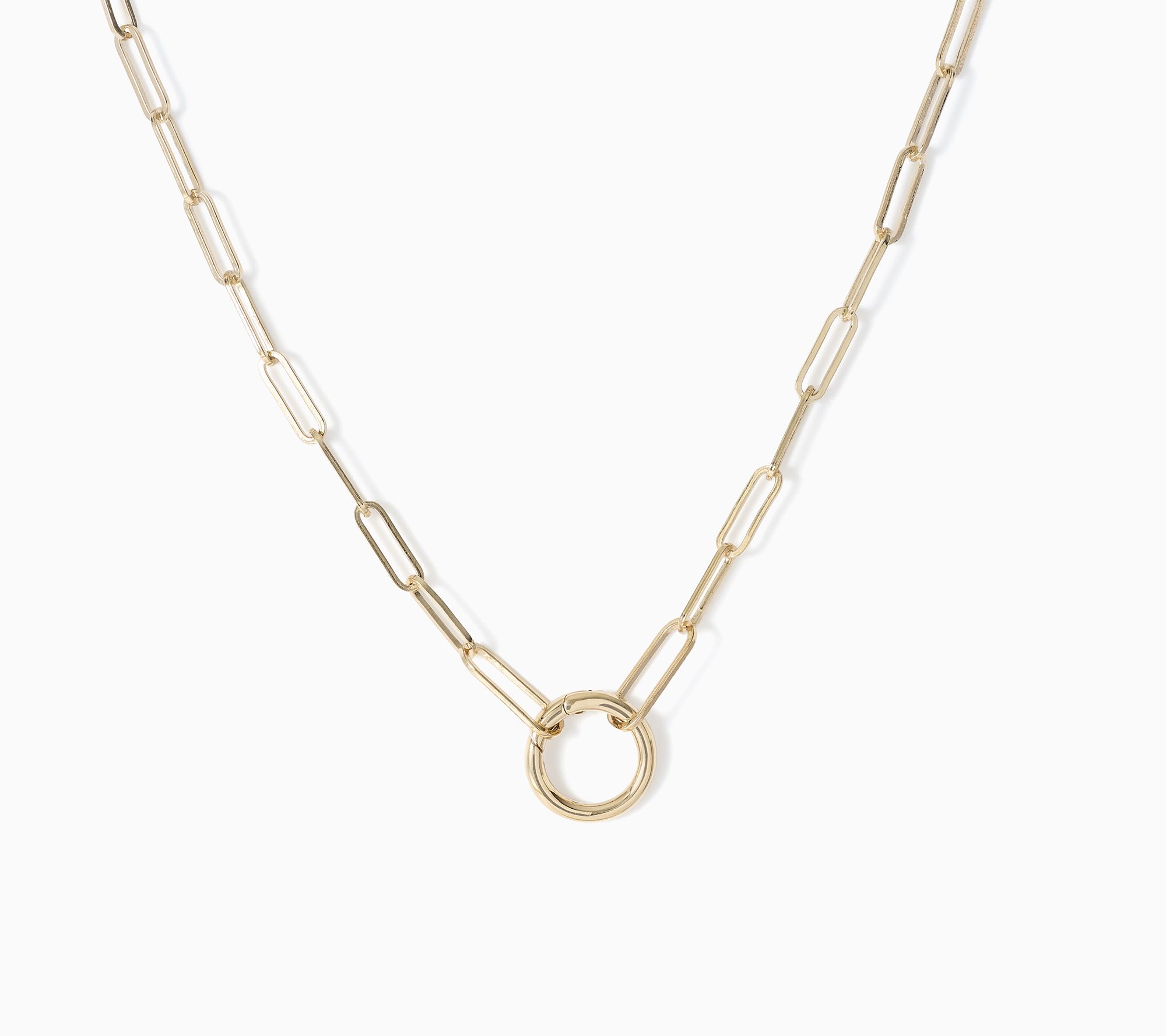  Silver Style Center O-Ring Paperclip Link Necklace, Sterling Silver
