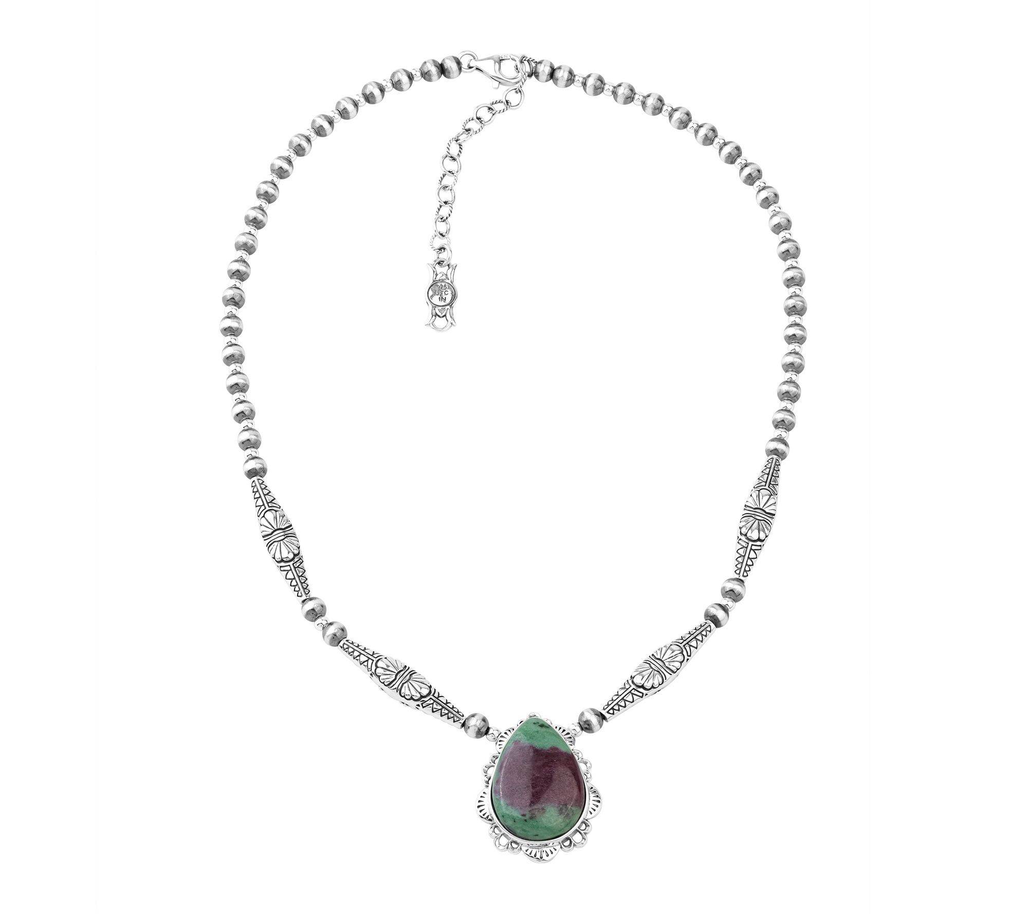 American West Sterling Pear Gemstone Bead 17" Necklace