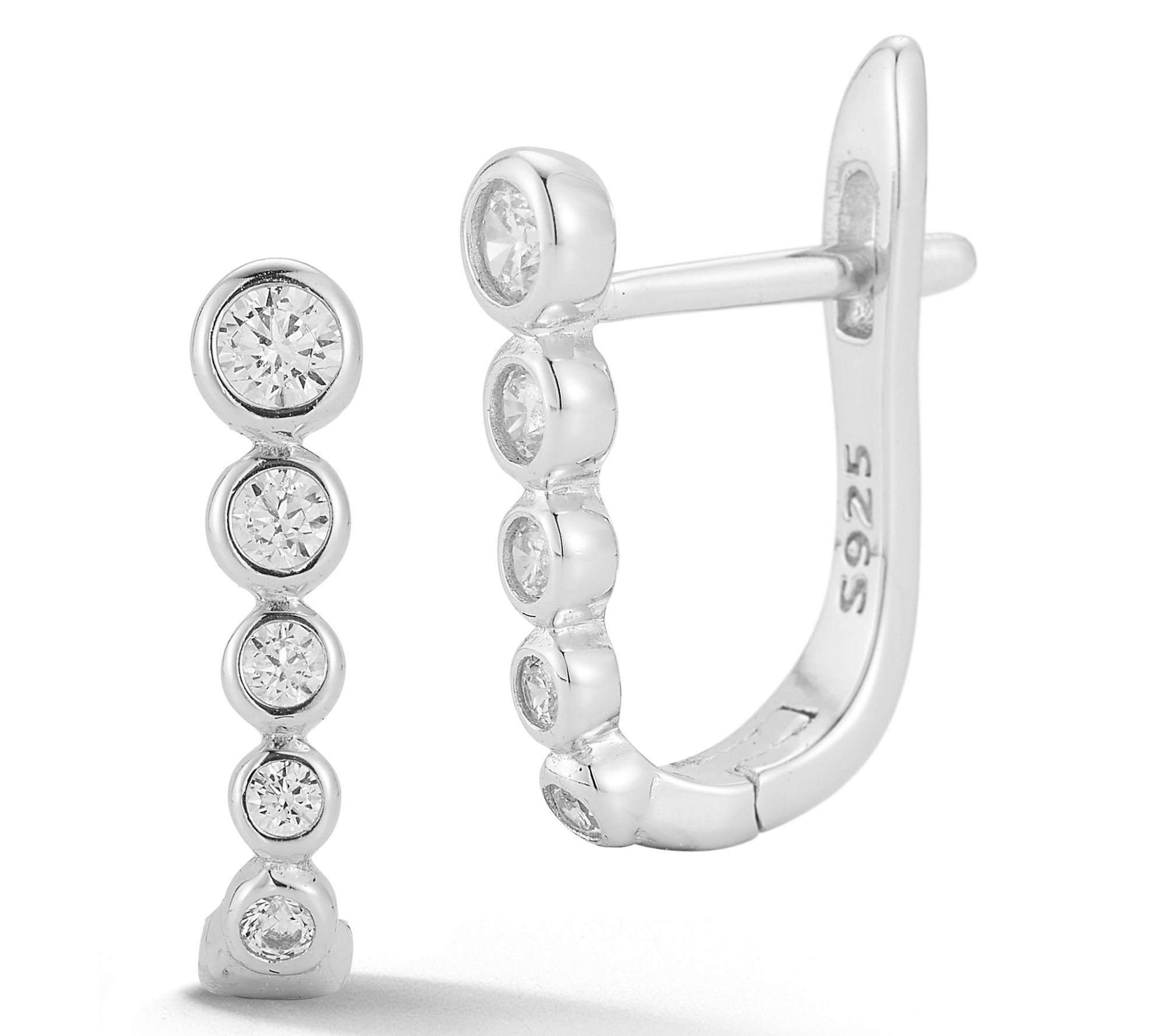 Sterlina Silver Bezel Set Hoop Earrings, Sterling
